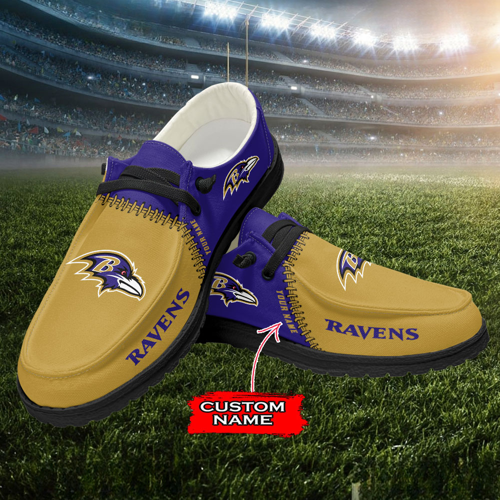 Baltimore Ravens NFL personalisierte Hey Dude Sportschuhe – individuelles Namensdesign, perfektes Geschenk für Fans
