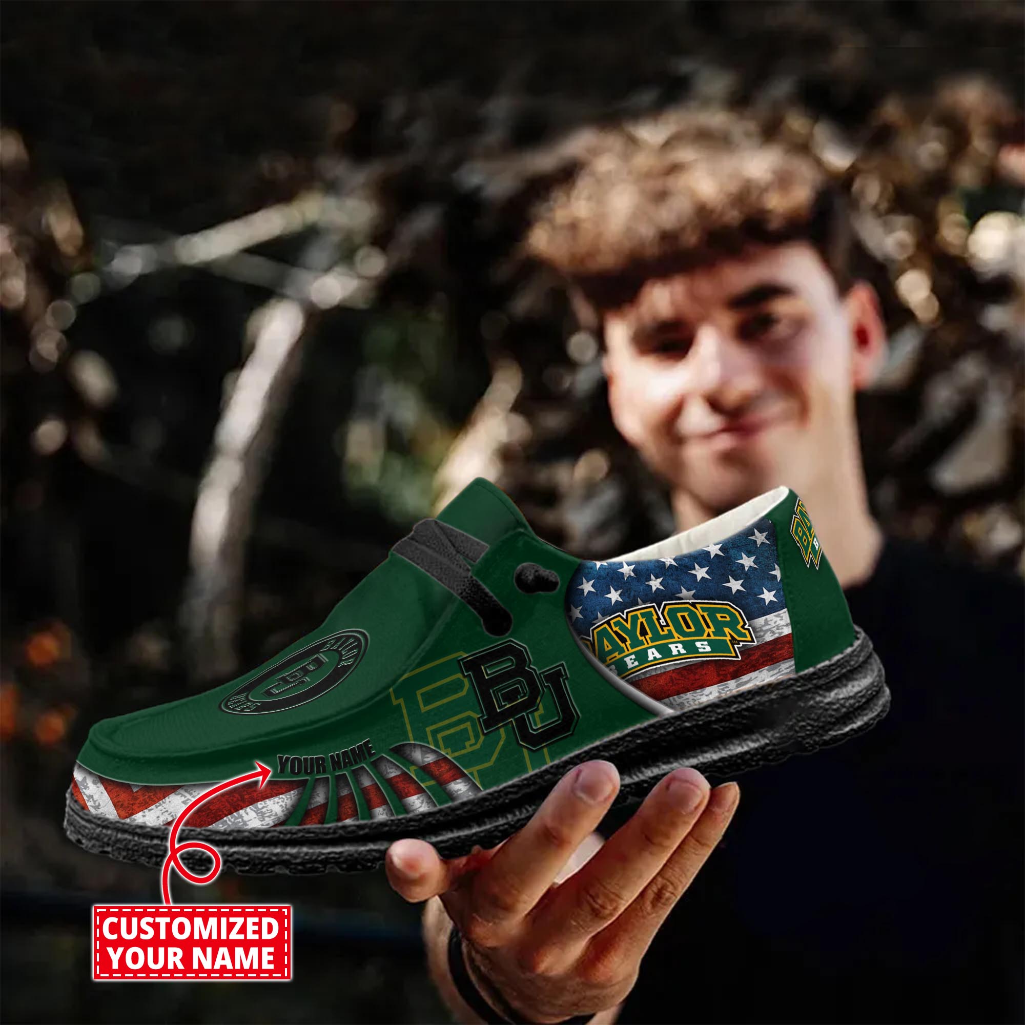 Baylor Bears personalisierte H-D-Sportschuhe – individuelles Namensdesign