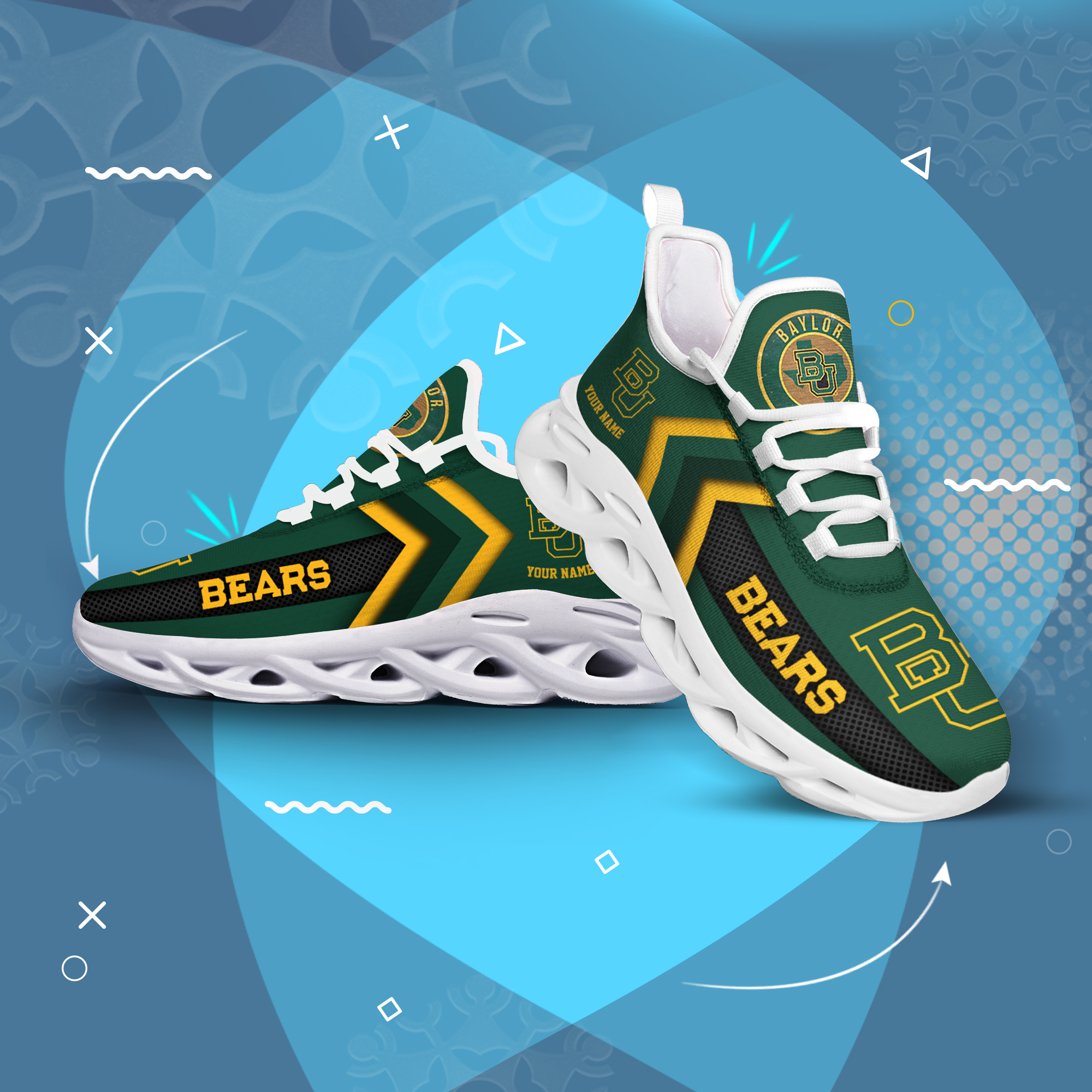 Baylor Bears personalisierter individueller Name MAX SHOES DS003