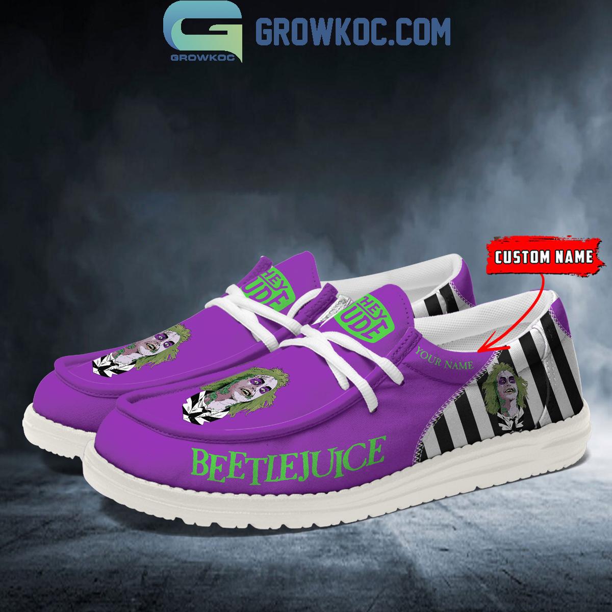 Beetlejuice personalisierte Hey Dude Sportschuhe – individuelles Namensdesign, perfektes Geschenk für Fans