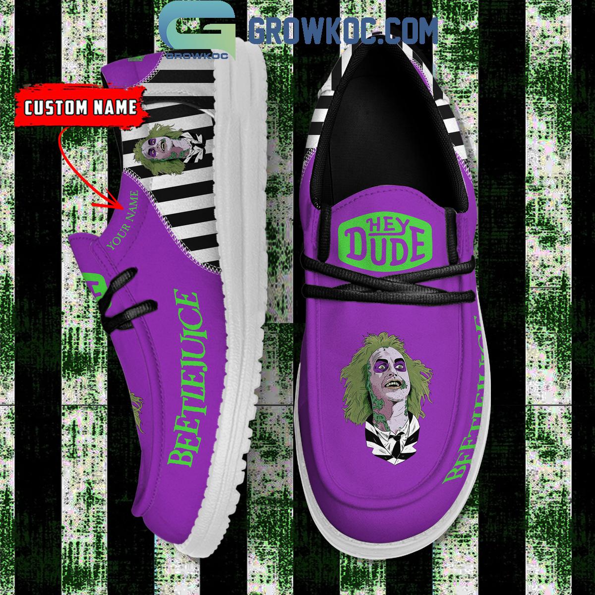 Beetlejuice personalisierte Hey Dude Sportschuhe – individuelles Namensdesign, perfektes Geschenk für Fans