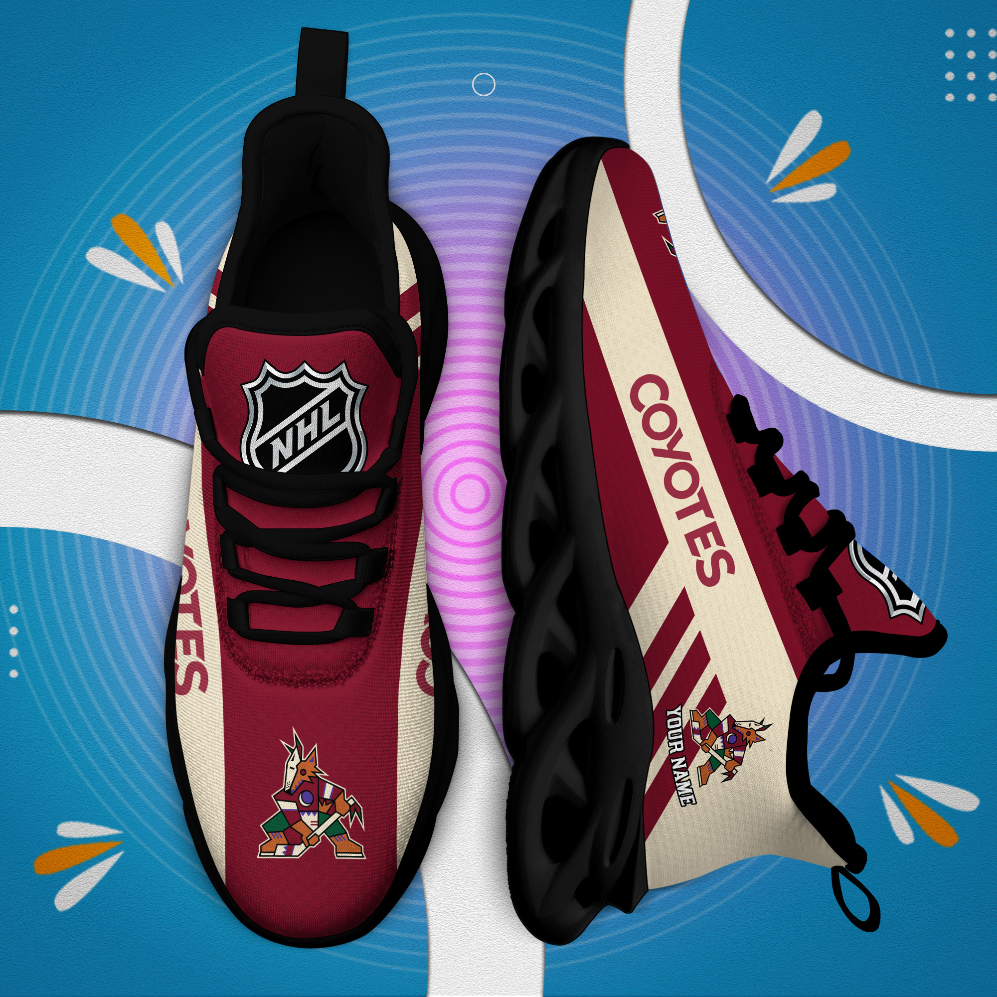 Benutzerdefinierte Name Arizona Coyotes personalisierte Max Schuhe DS004