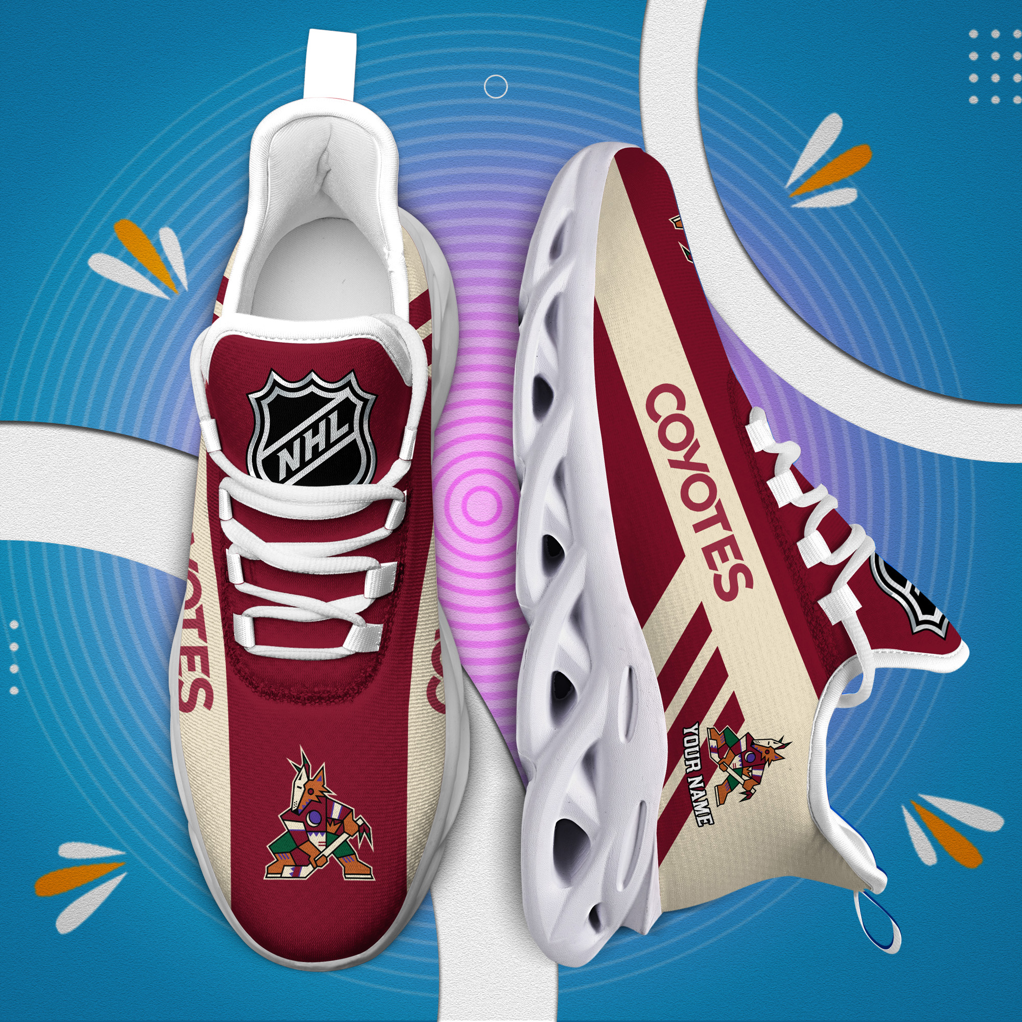 Benutzerdefinierte Name Arizona Coyotes personalisierte Max Schuhe DS004