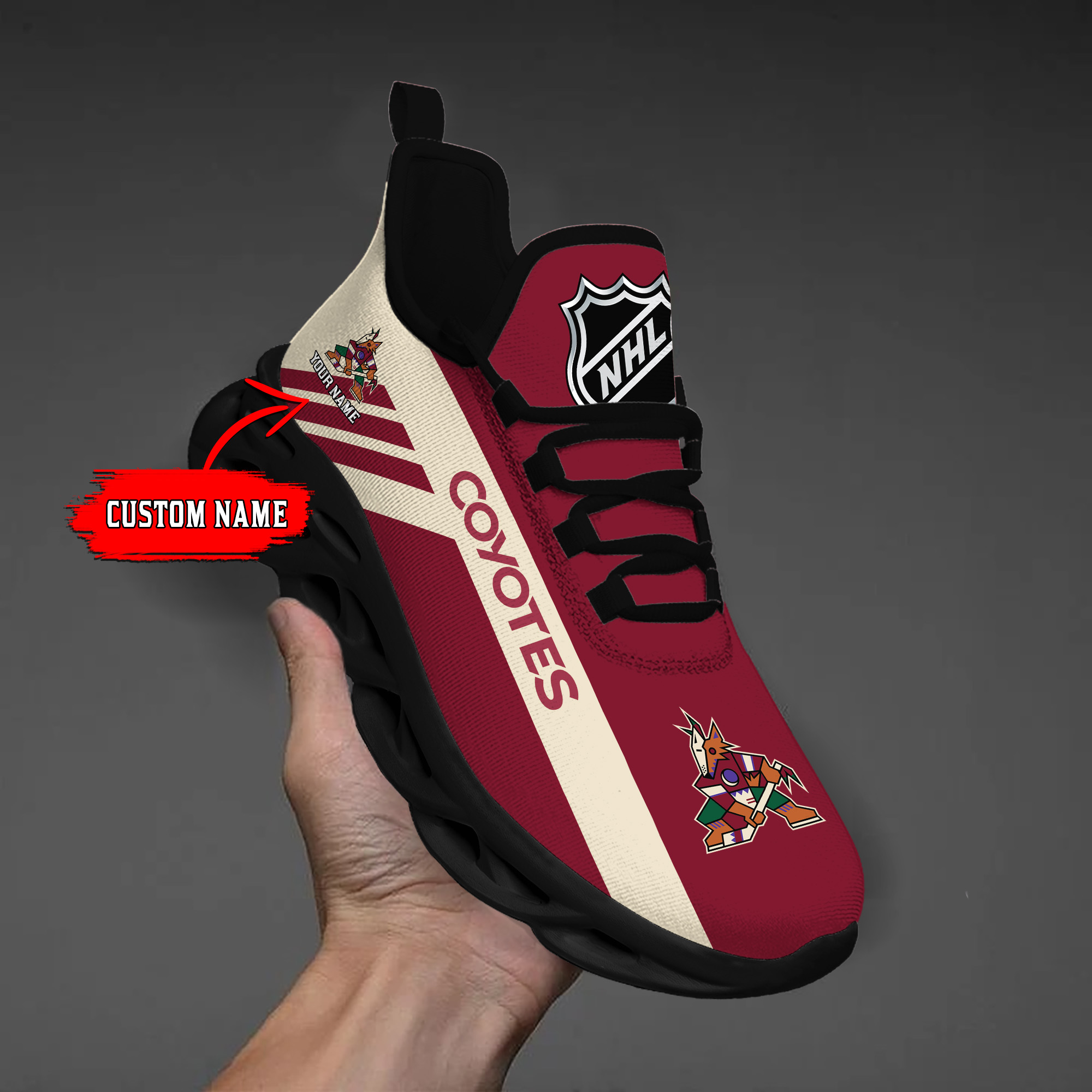 Benutzerdefinierte Name Arizona Coyotes personalisierte Max Schuhe DS004