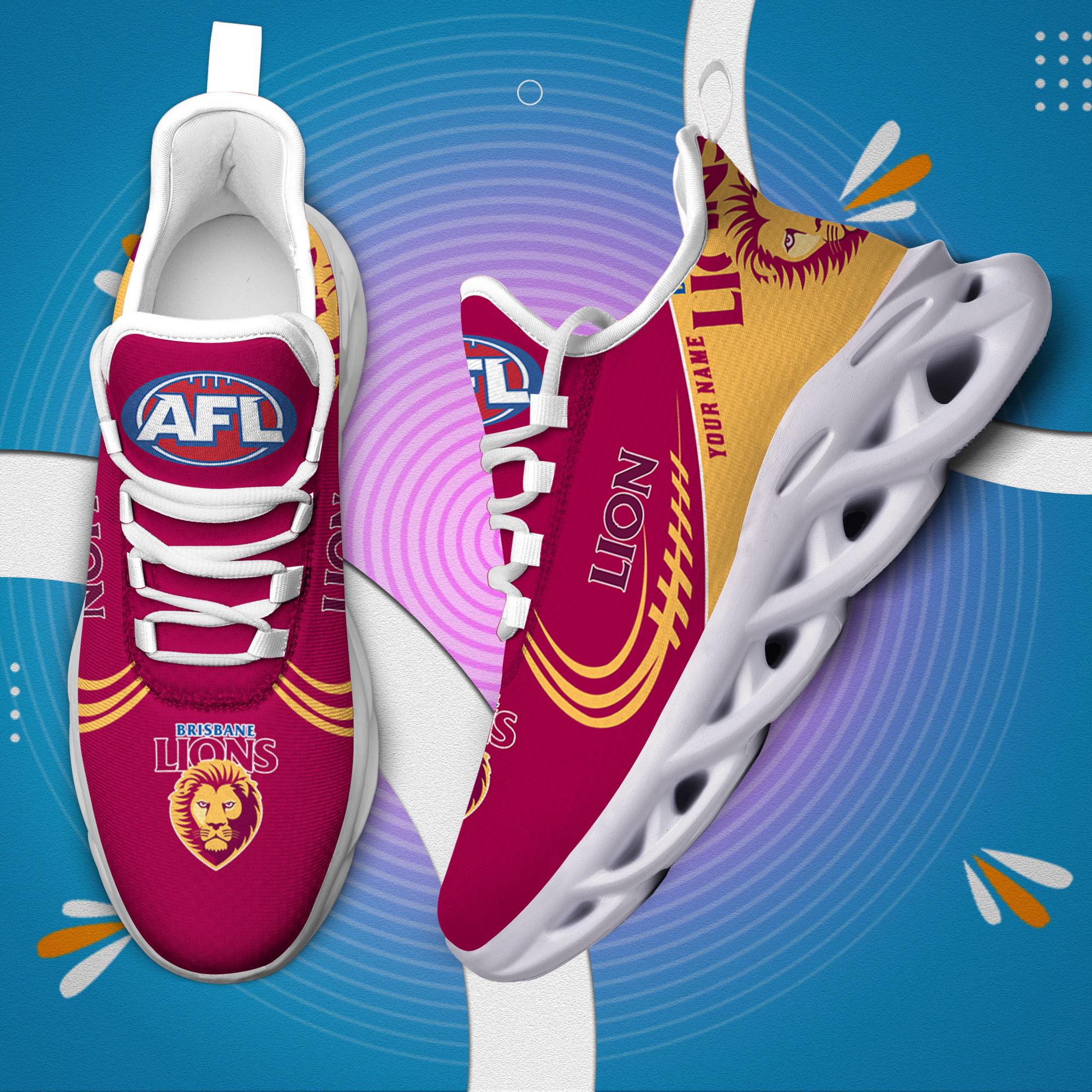 Benutzerdefinierte Name Brisbane Lions personalisierte Max Schuhe DS006