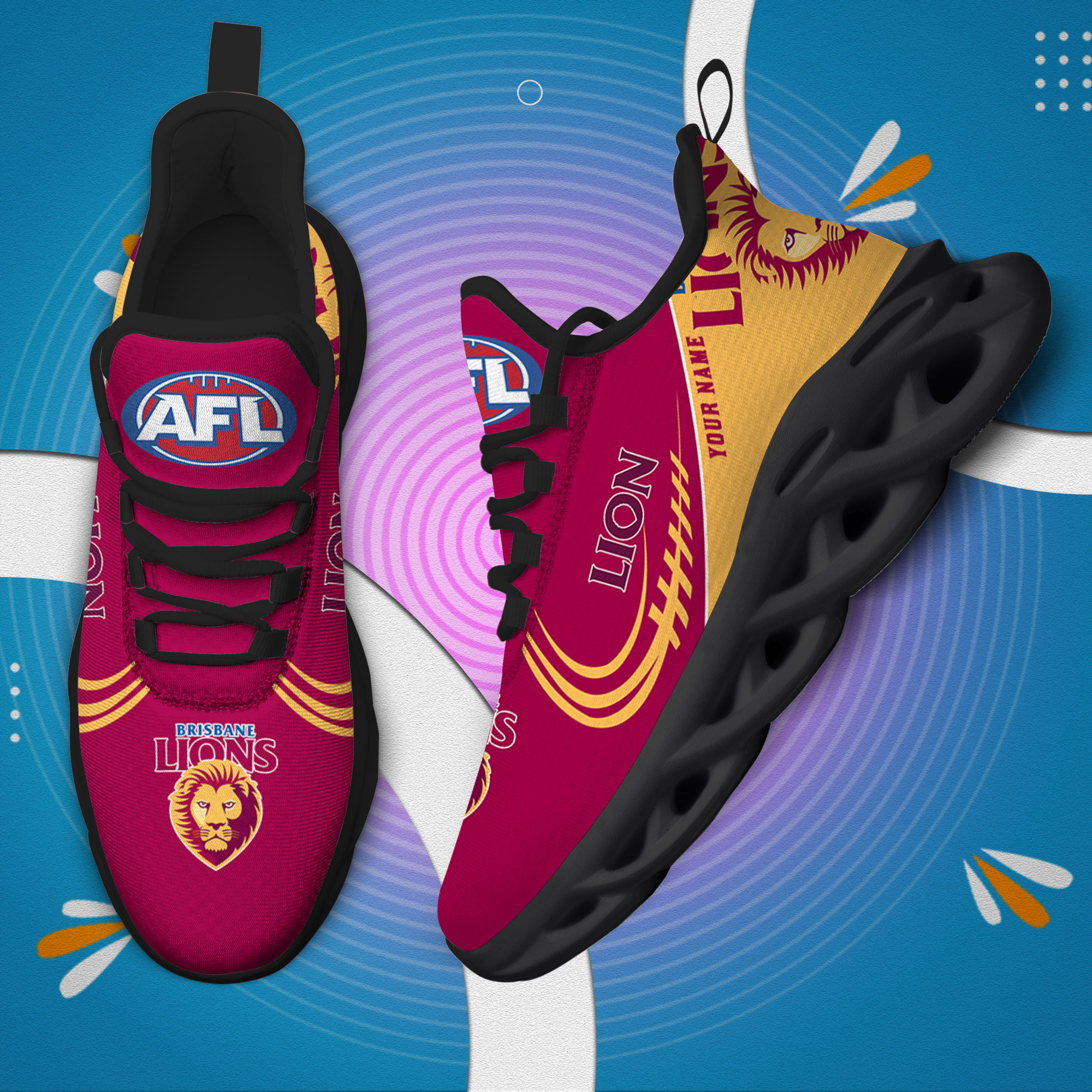 Benutzerdefinierte Name Brisbane Lions personalisierte Max Schuhe DS006