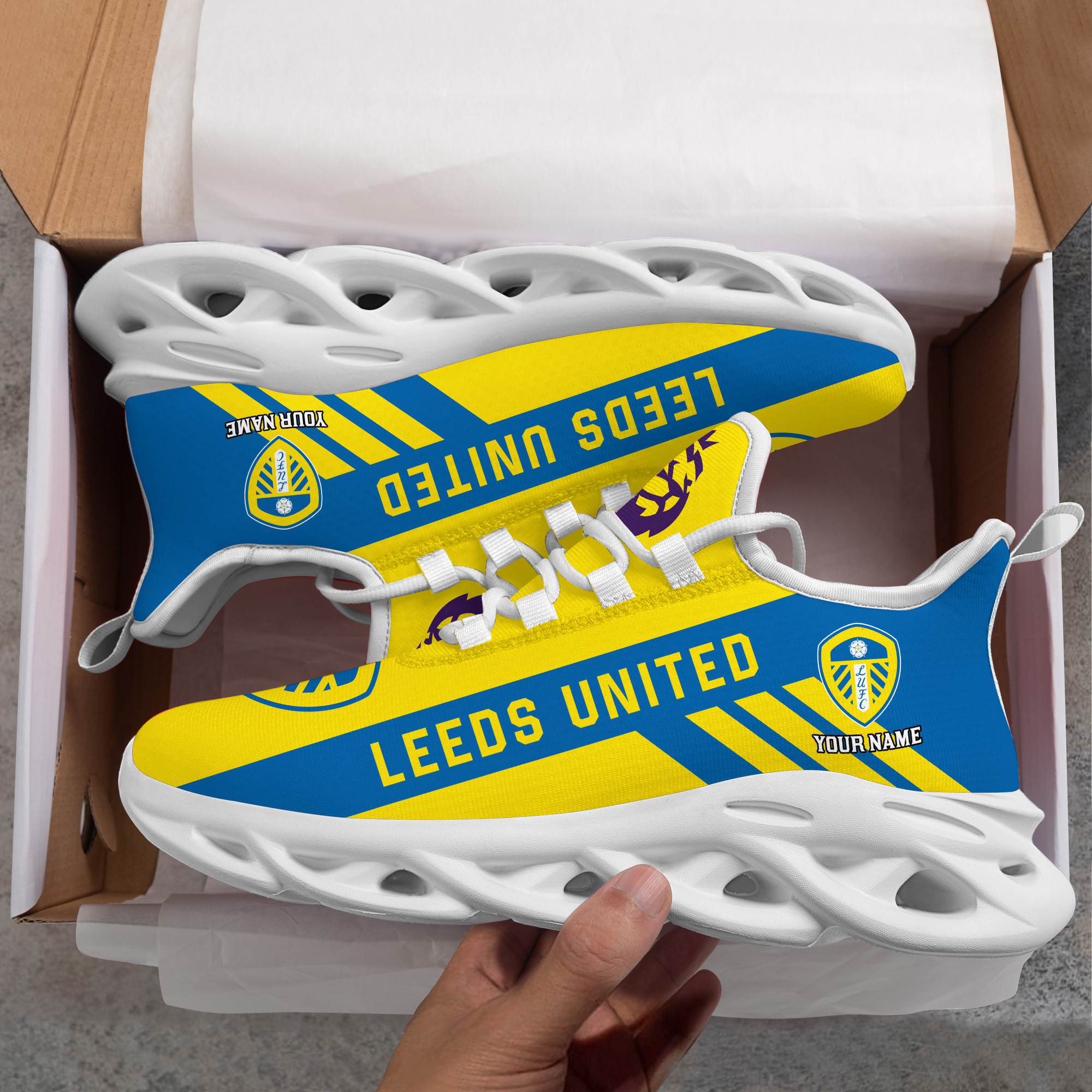 Benutzerdefinierte Name Leeds United personalisierte Max Schuhe DS006 EPL