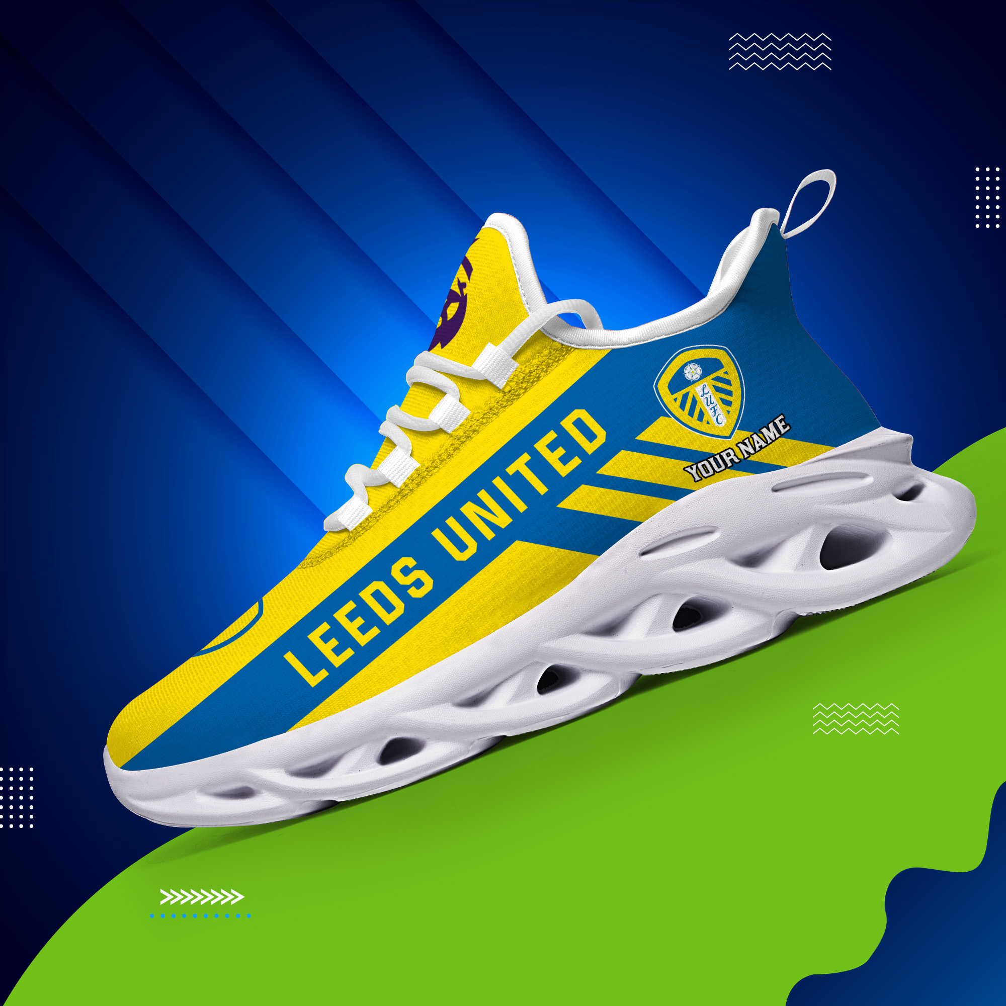 Benutzerdefinierte Name Leeds United personalisierte Max Schuhe DS006 EPL
