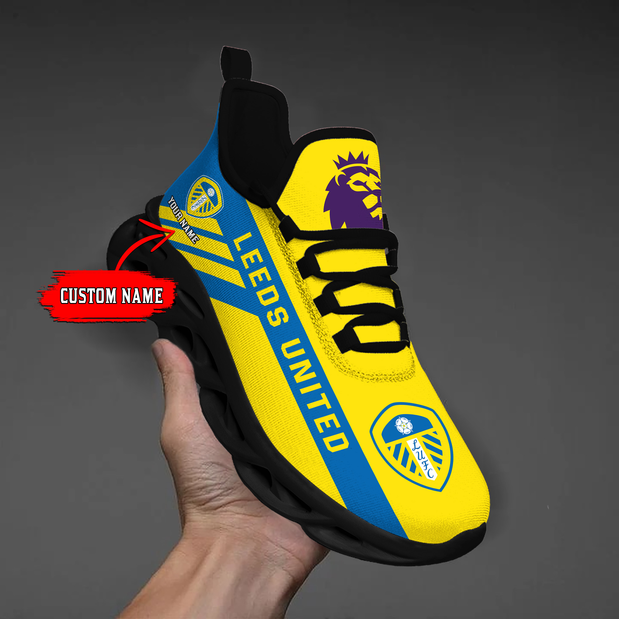 Benutzerdefinierte Name Leeds United personalisierte Max Schuhe DS006 EPL