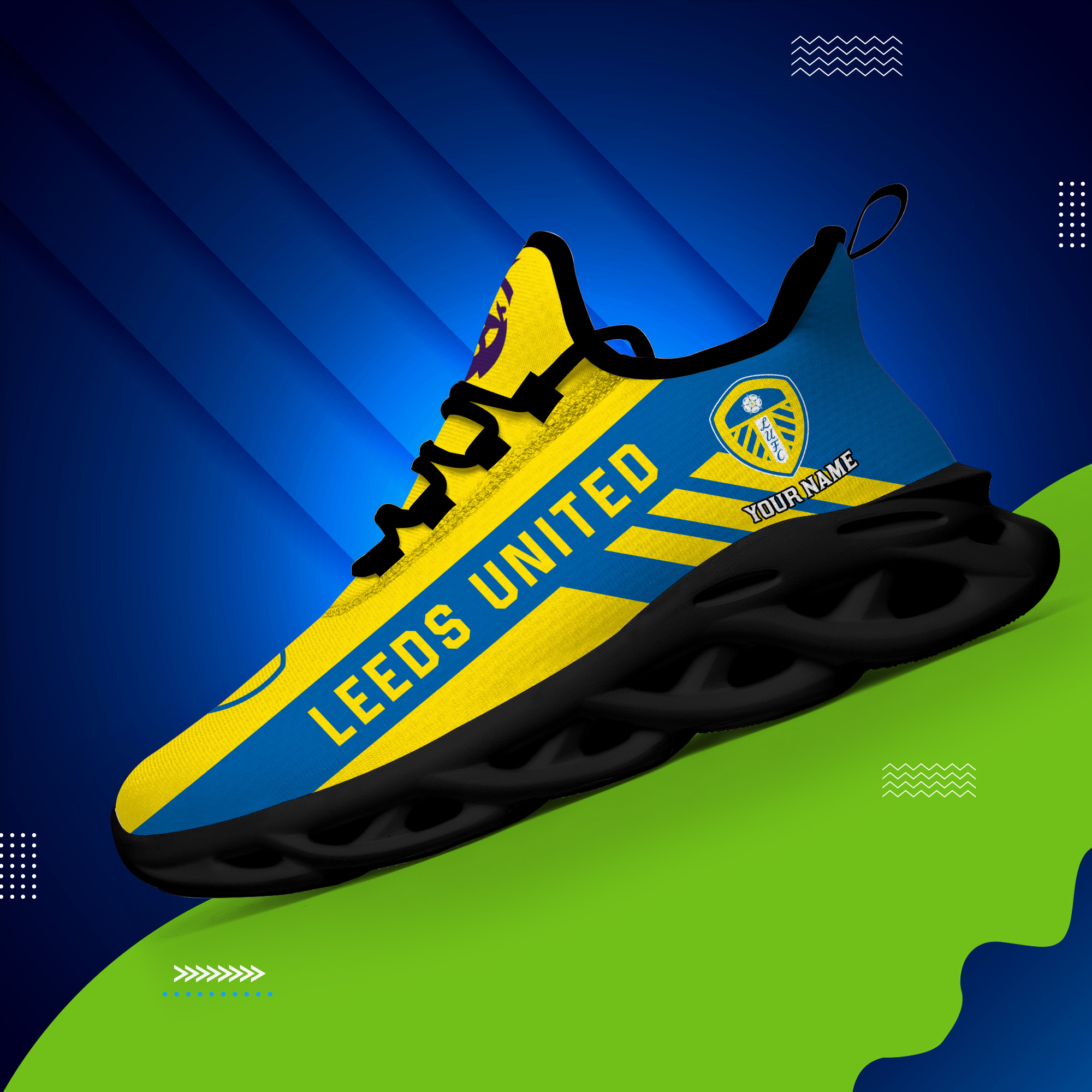 Benutzerdefinierte Name Leeds United personalisierte Max Schuhe DS006 EPL