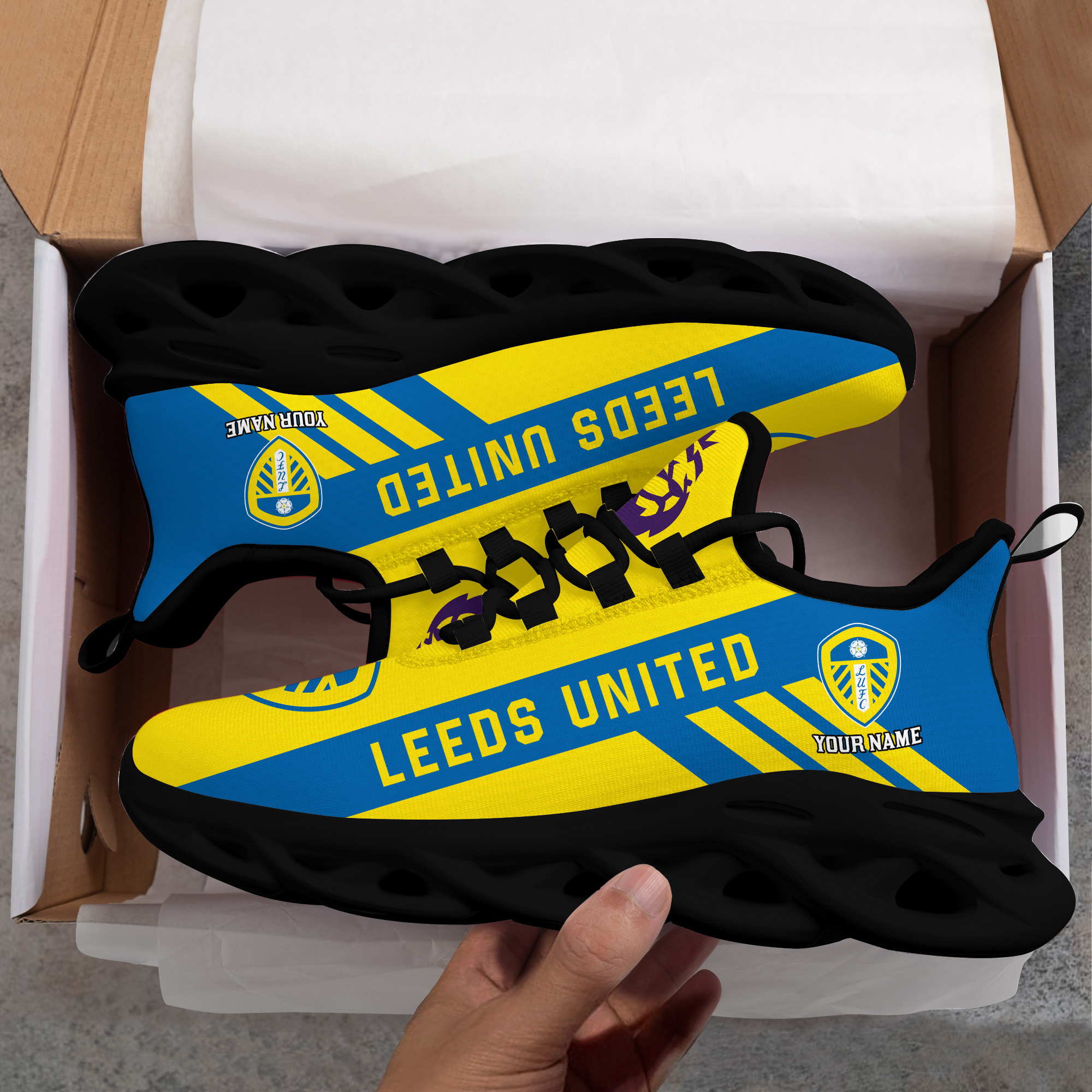 Benutzerdefinierte Name Leeds United personalisierte Max Schuhe DS006 EPL