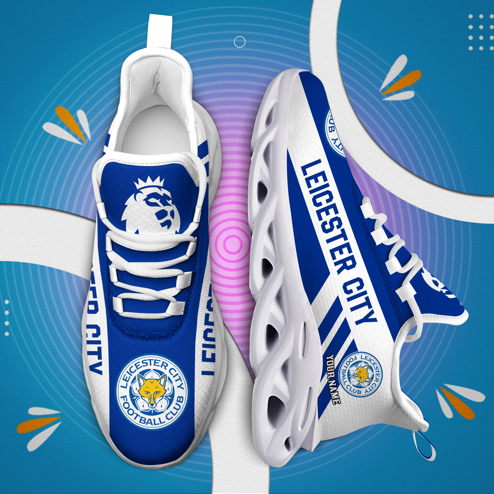 Benutzerdefinierte Name Leicester City personalisierte Max Schuhe DS006 EPL
