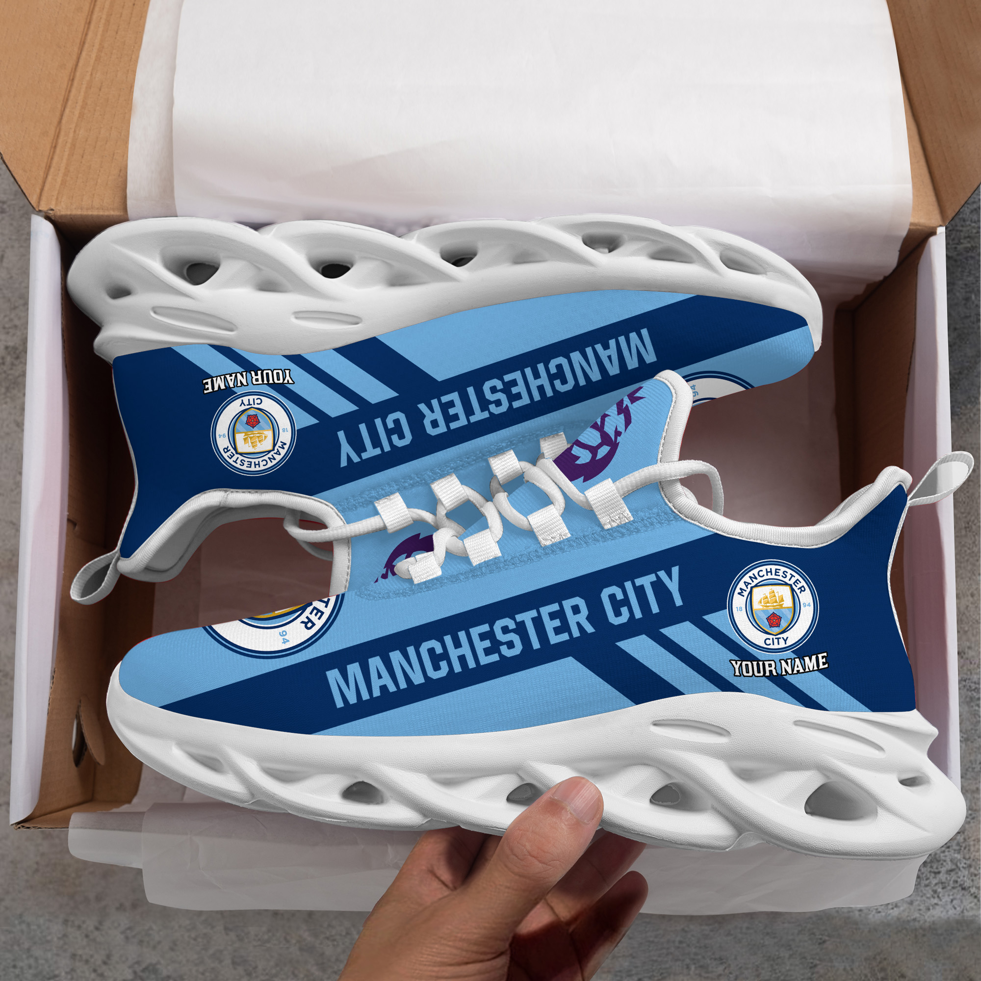 Benutzerdefinierte Name Manchester City personalisierte Max Schuhe DS006 EPL