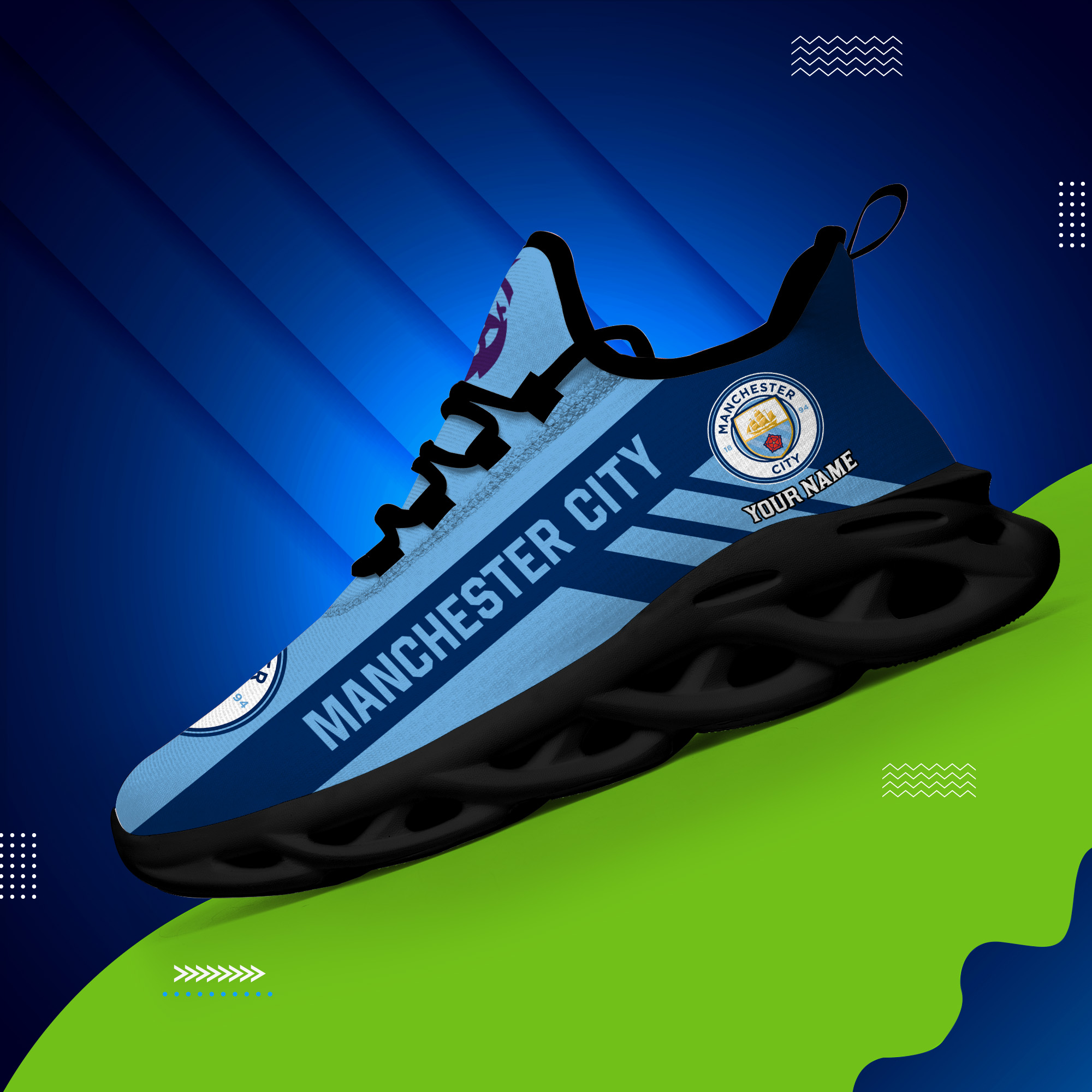 Benutzerdefinierte Name Manchester City personalisierte Max Schuhe DS006 EPL