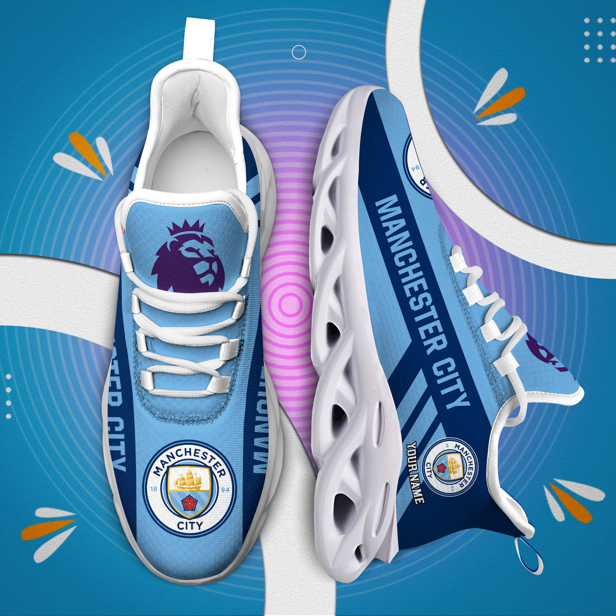 Benutzerdefinierte Name Manchester City personalisierte Max Schuhe DS006 EPL