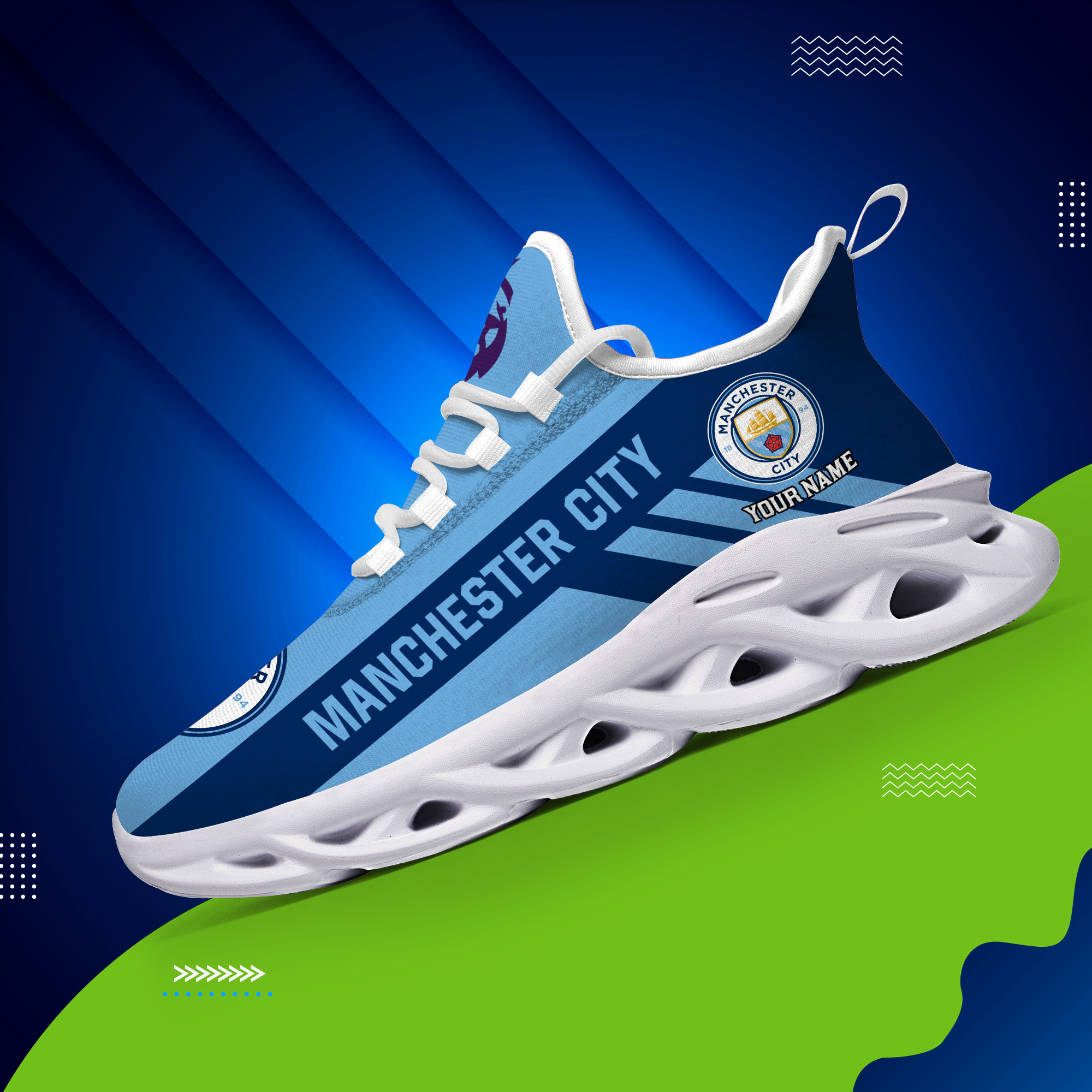 Benutzerdefinierte Name Manchester City personalisierte Max Schuhe DS006 EPL