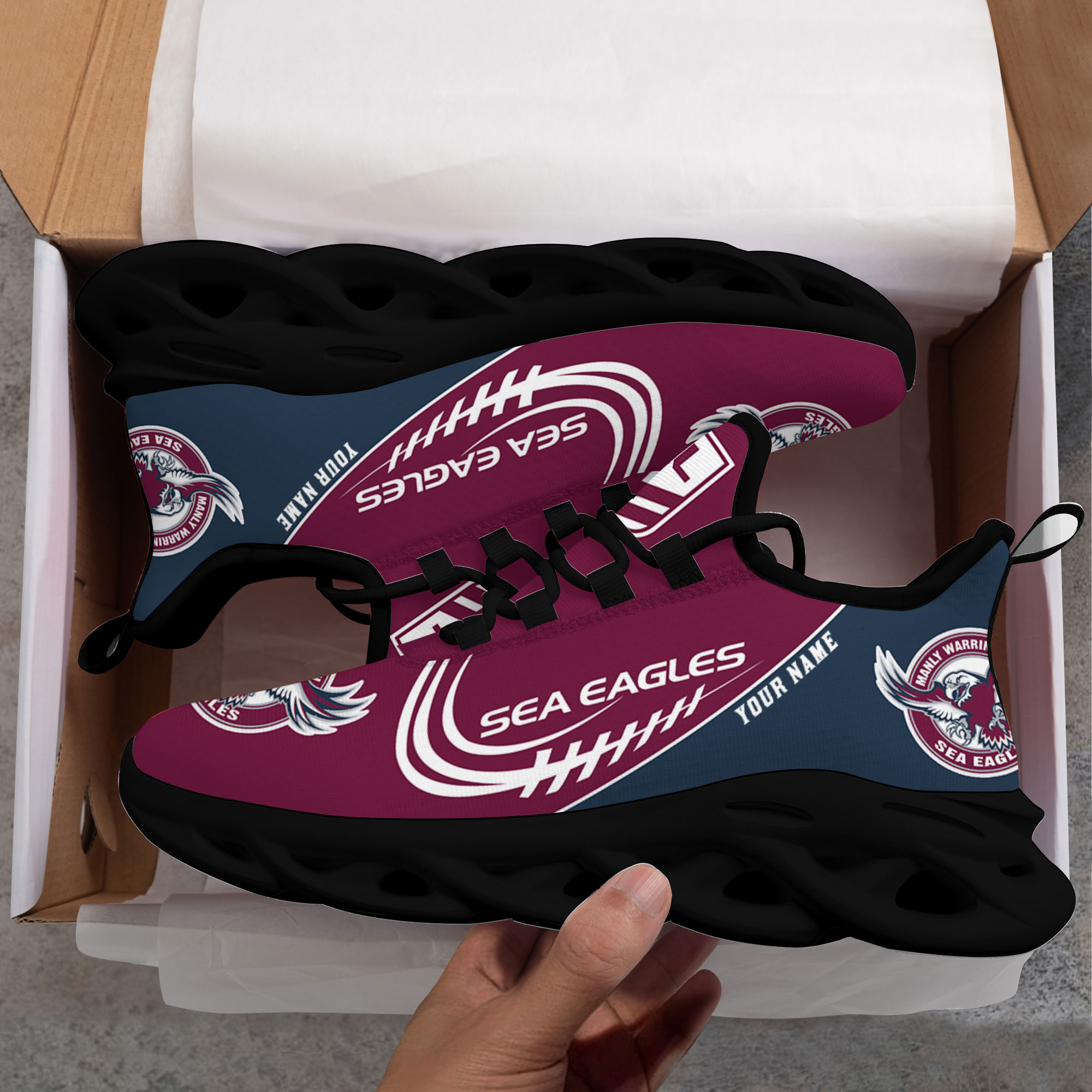 Benutzerdefinierte Name Manly Sea Eagles personalisierte Max Schuhe DS006