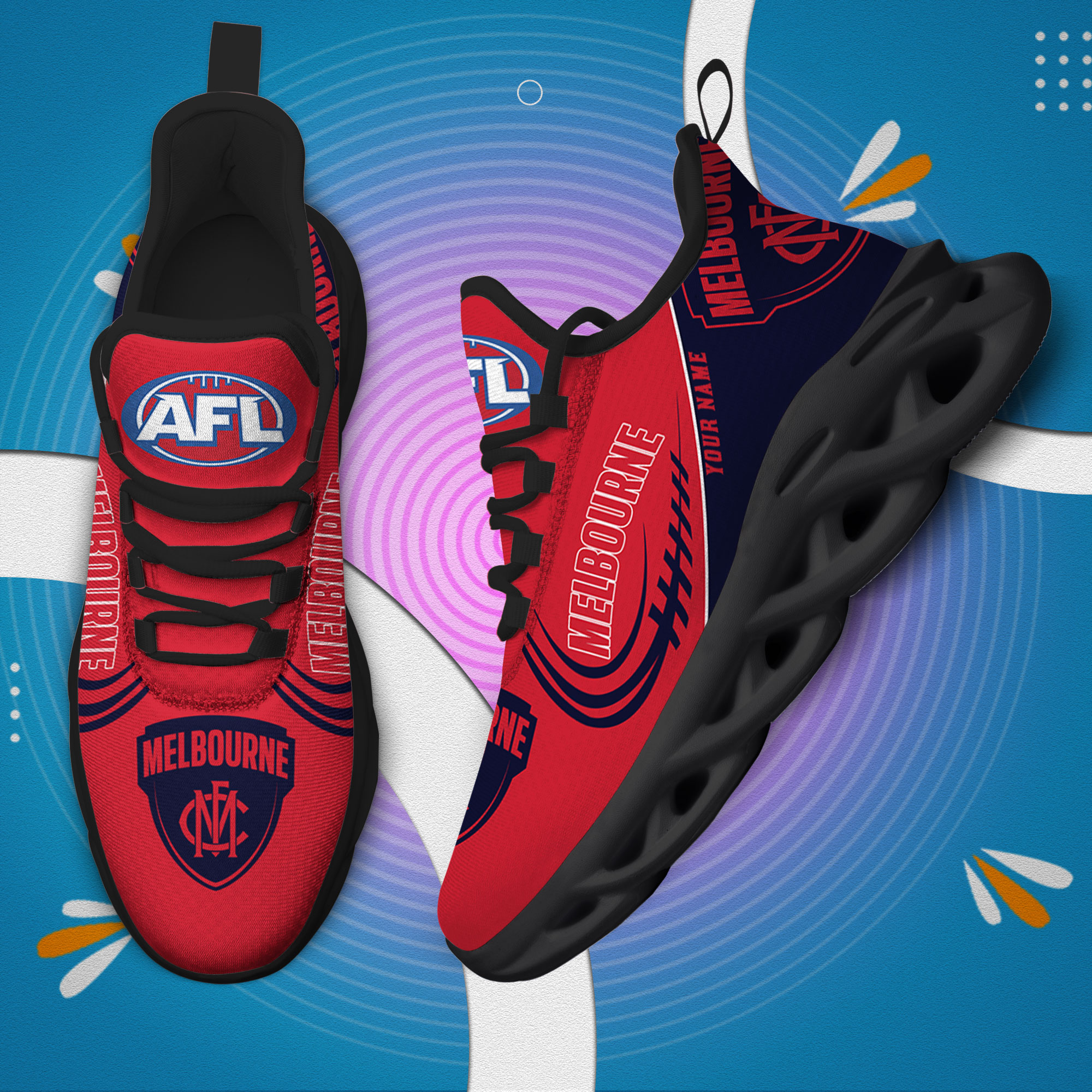 Benutzerdefinierte Name Melbourne Demons personalisierte Max Schuhe DS006