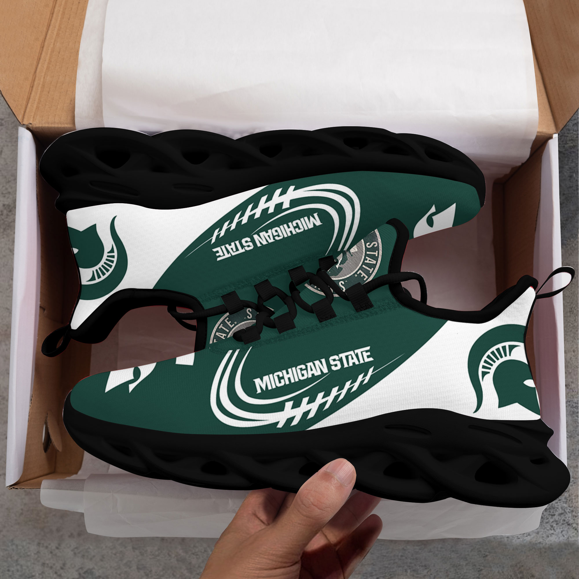 Benutzerdefinierte Name Michigan State Spartans personalisierte Max Schuhe DS006