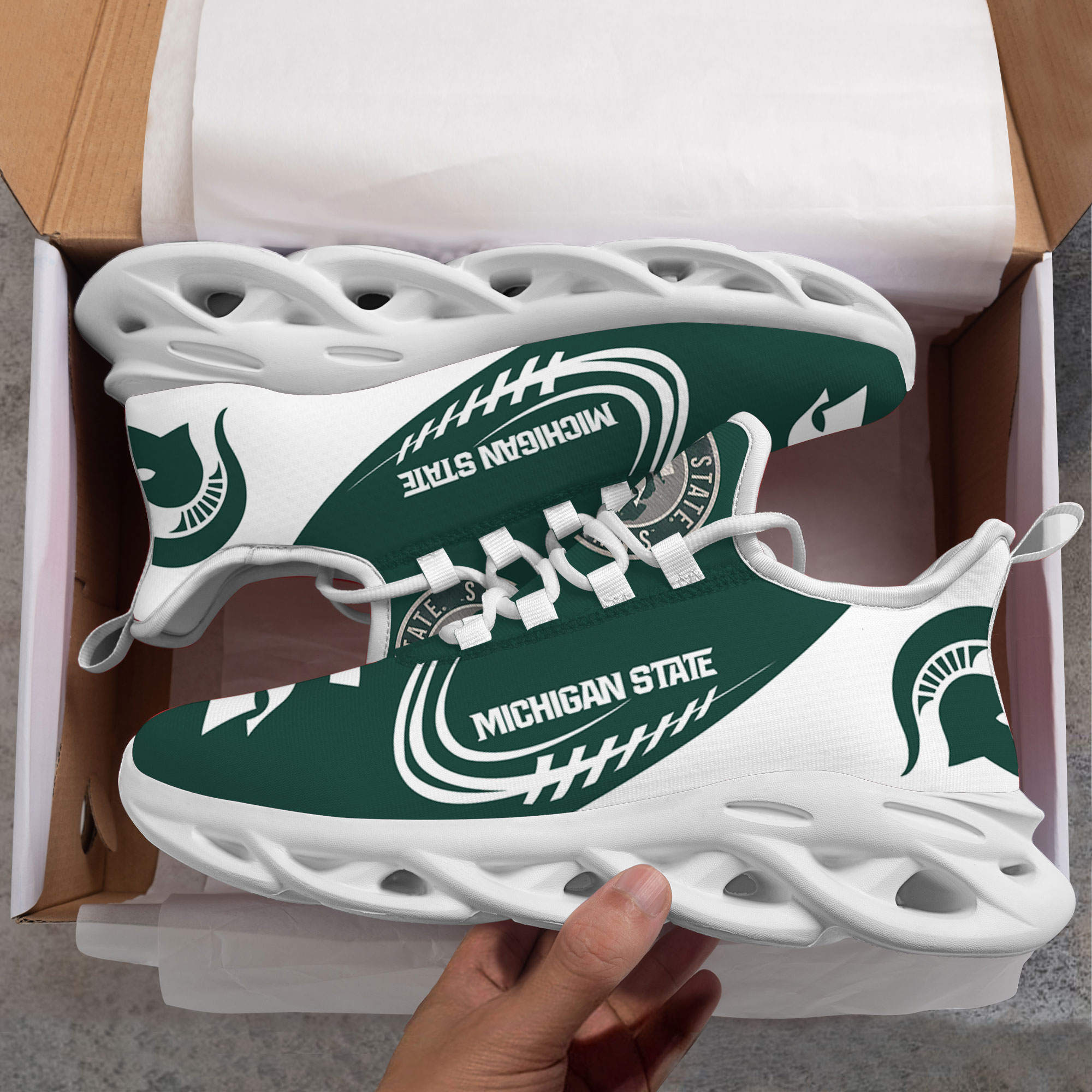 Benutzerdefinierte Name Michigan State Spartans personalisierte Max Schuhe DS006