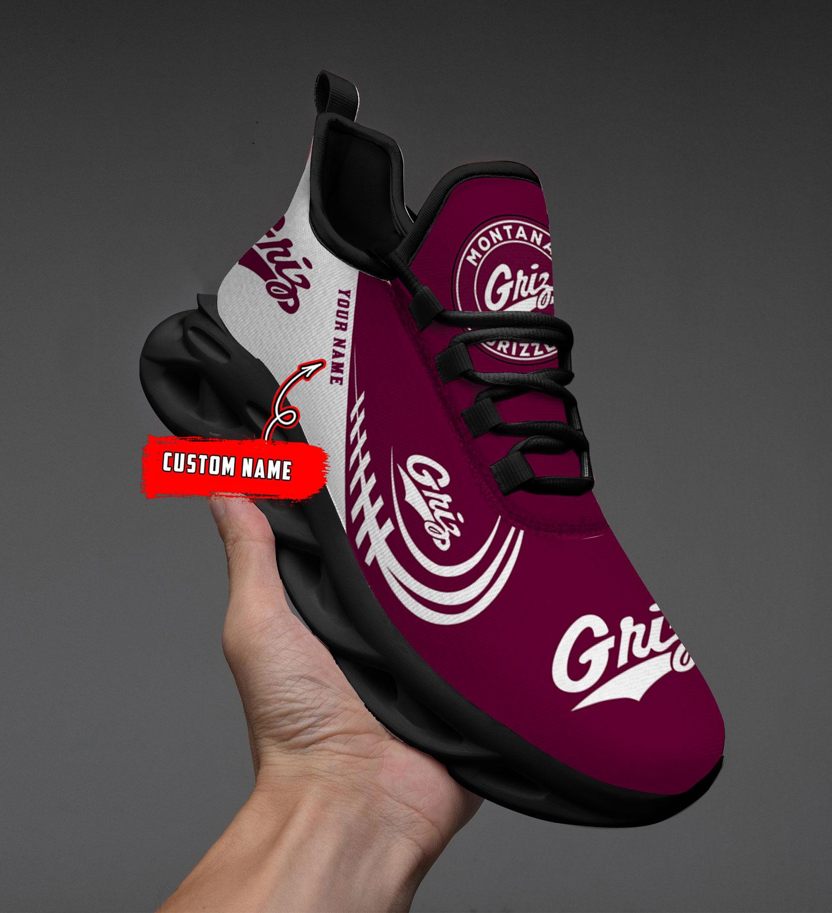 Benutzerdefinierte Name Montana Grizzlies personalisierte Max Schuhe DS006