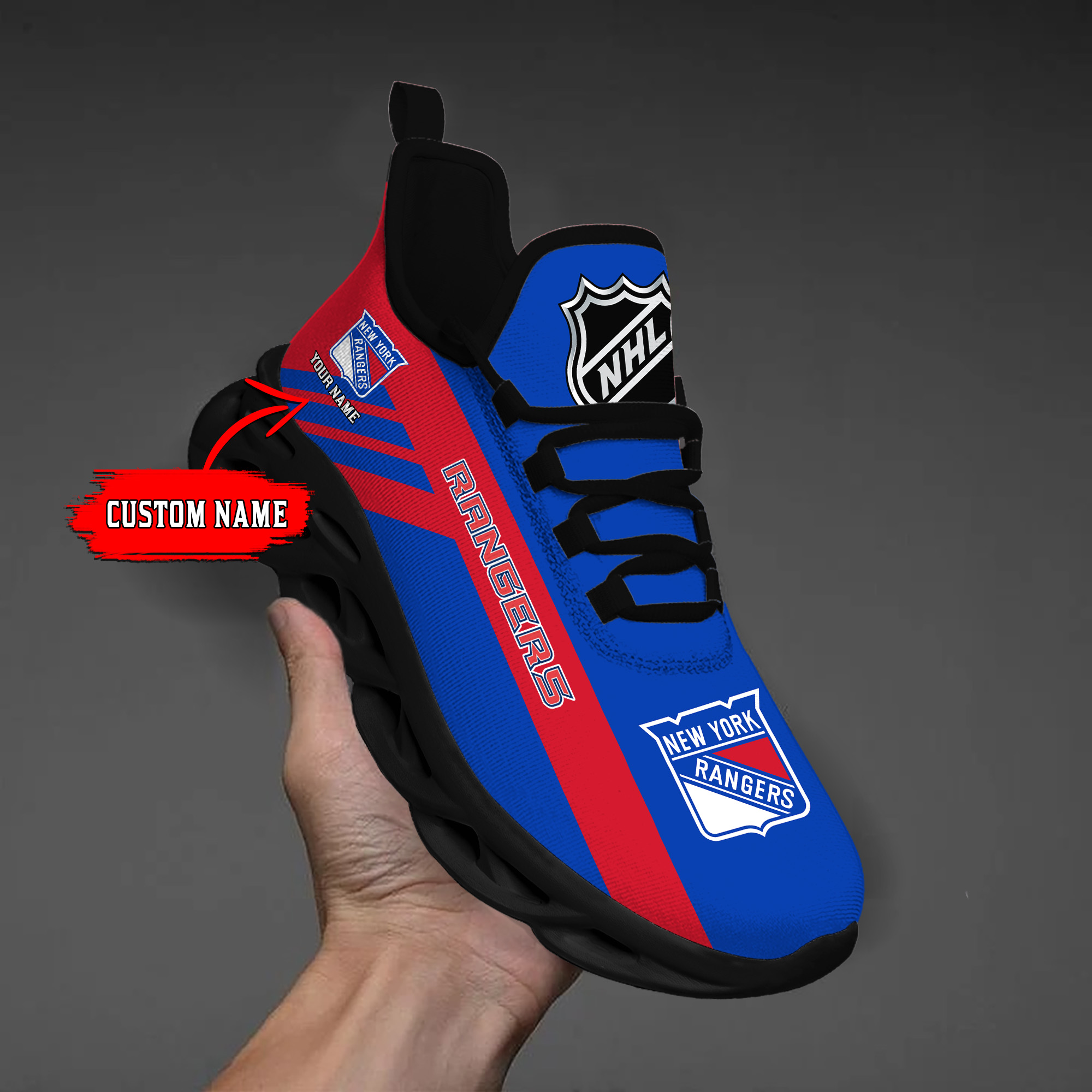 Benutzerdefinierte Name New York Rangers personalisierte Max Schuhe DS004