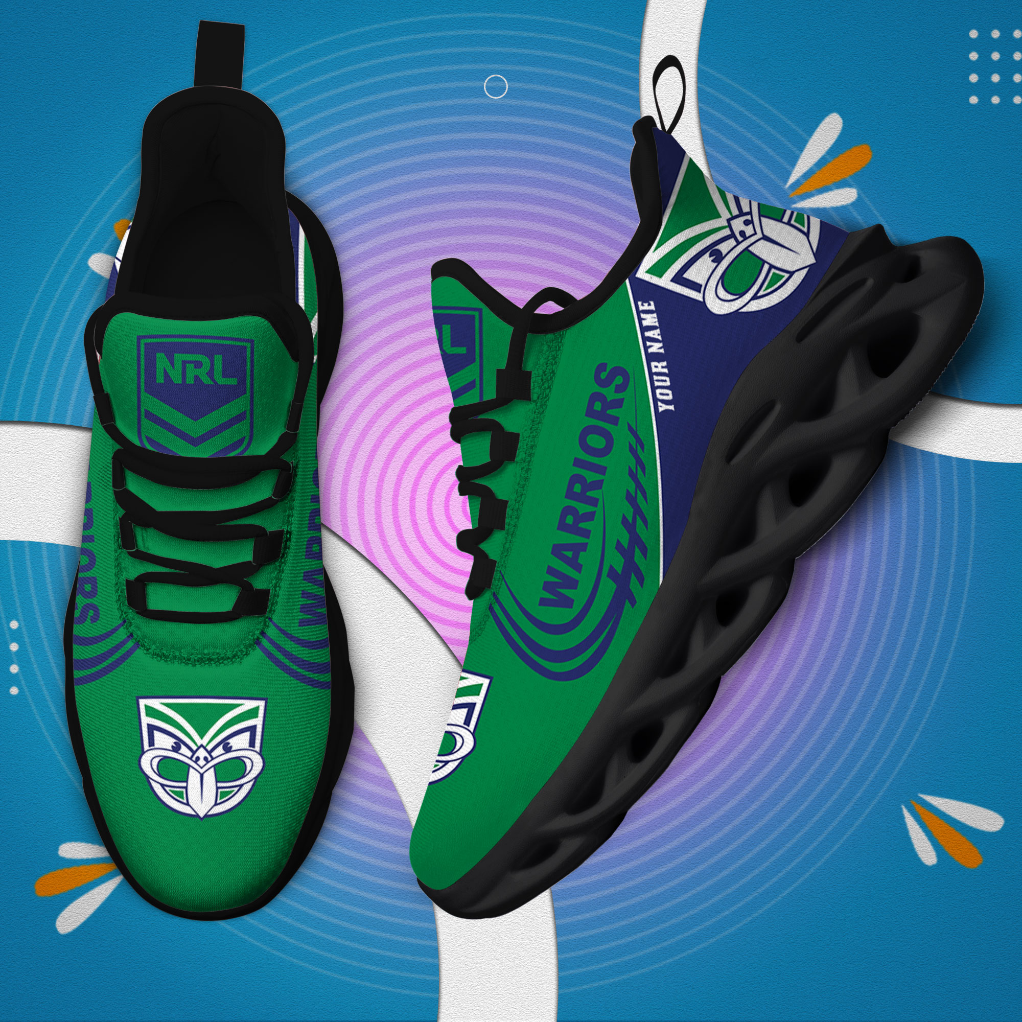 Benutzerdefinierte Name New Zealand Warriors personalisierte Max Schuhe DS006