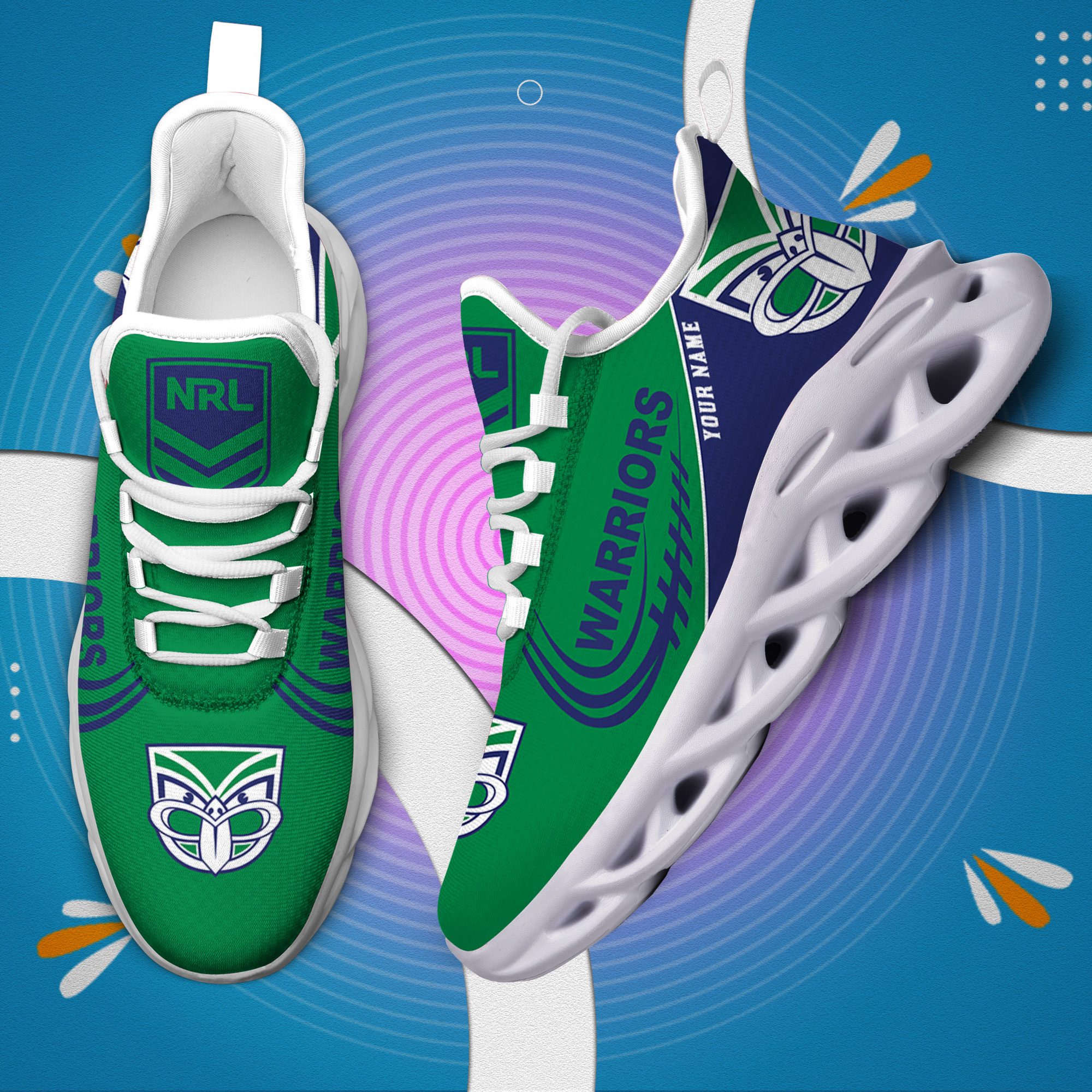 Benutzerdefinierte Name New Zealand Warriors personalisierte Max Schuhe DS006