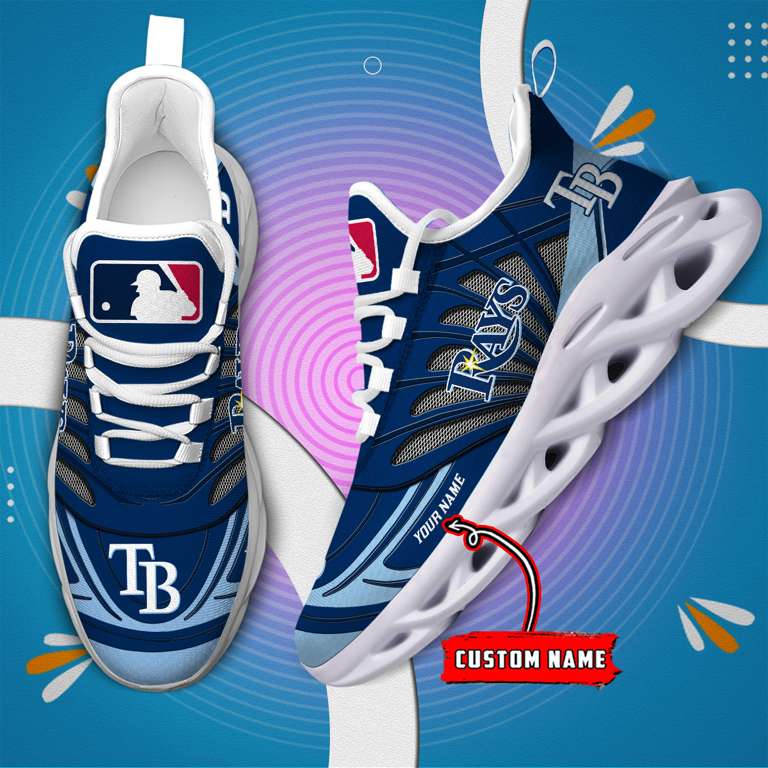 Benutzerdefinierte Name Tampa Bay Rays personalisierte Max Schuhe DS005