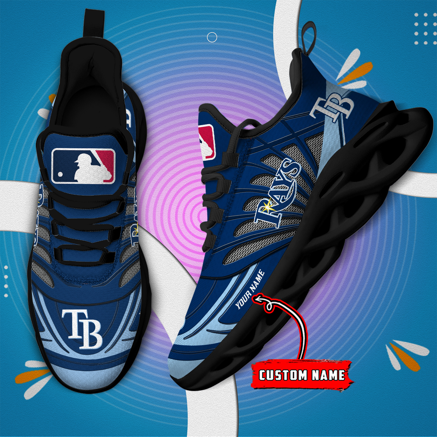Benutzerdefinierte Name Tampa Bay Rays personalisierte Max Schuhe DS005