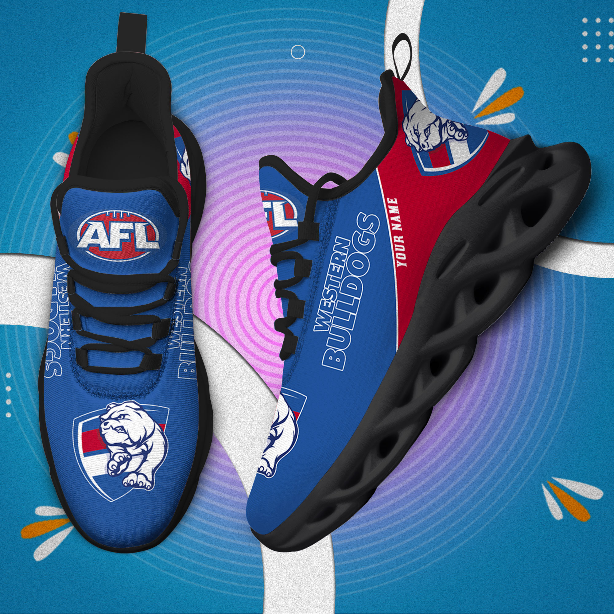 Benutzerdefinierte Name Western Bulldogs personalisierte Max Schuhe DS006