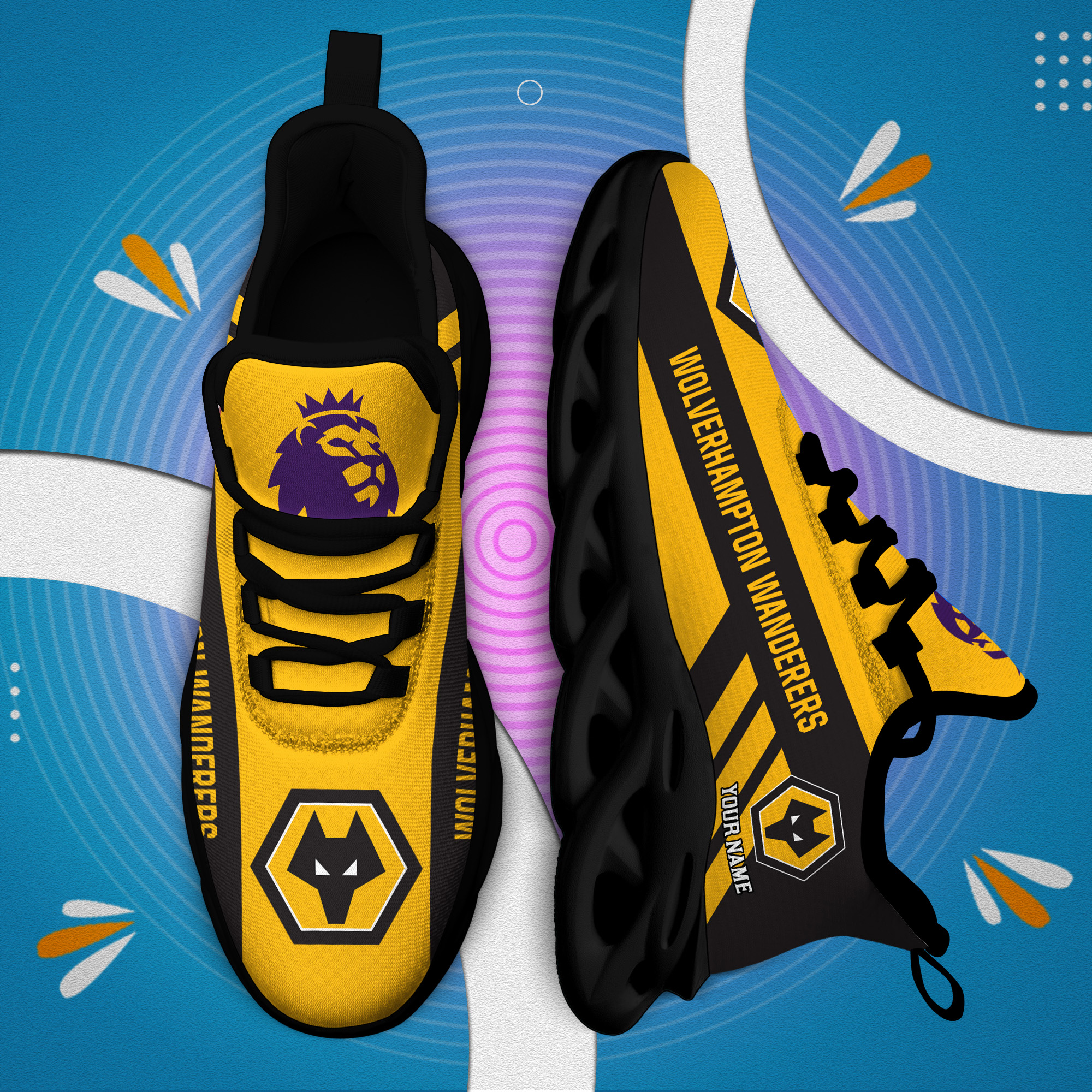 Benutzerdefinierte Name Wolverhampton personalisierte Max Schuhe DS006 EPL
