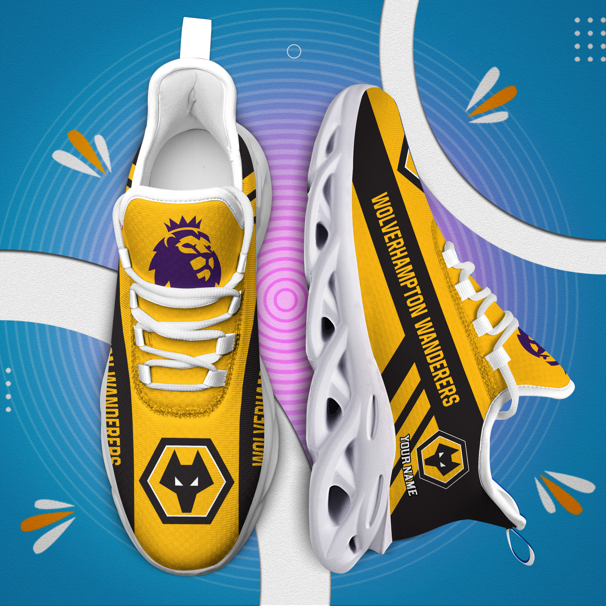 Benutzerdefinierte Name Wolverhampton personalisierte Max Schuhe DS006 EPL