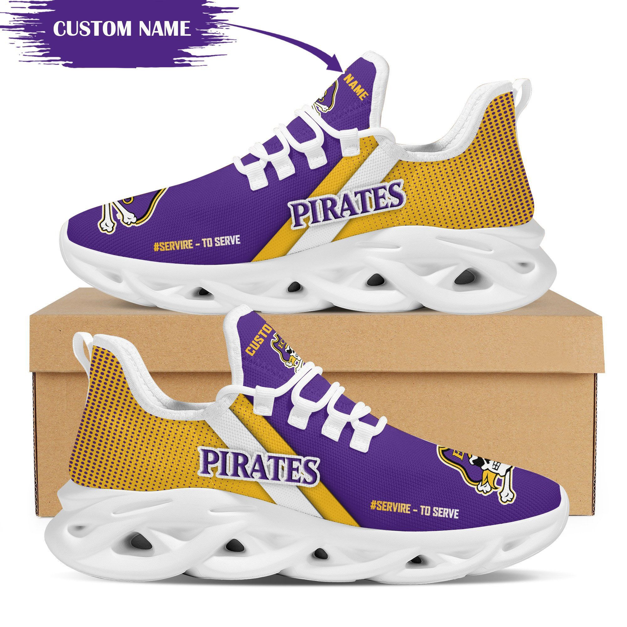 Benutzerdefinierte personalisierte Max Soul Sneakers-Schuhe der East Carolina Pirates