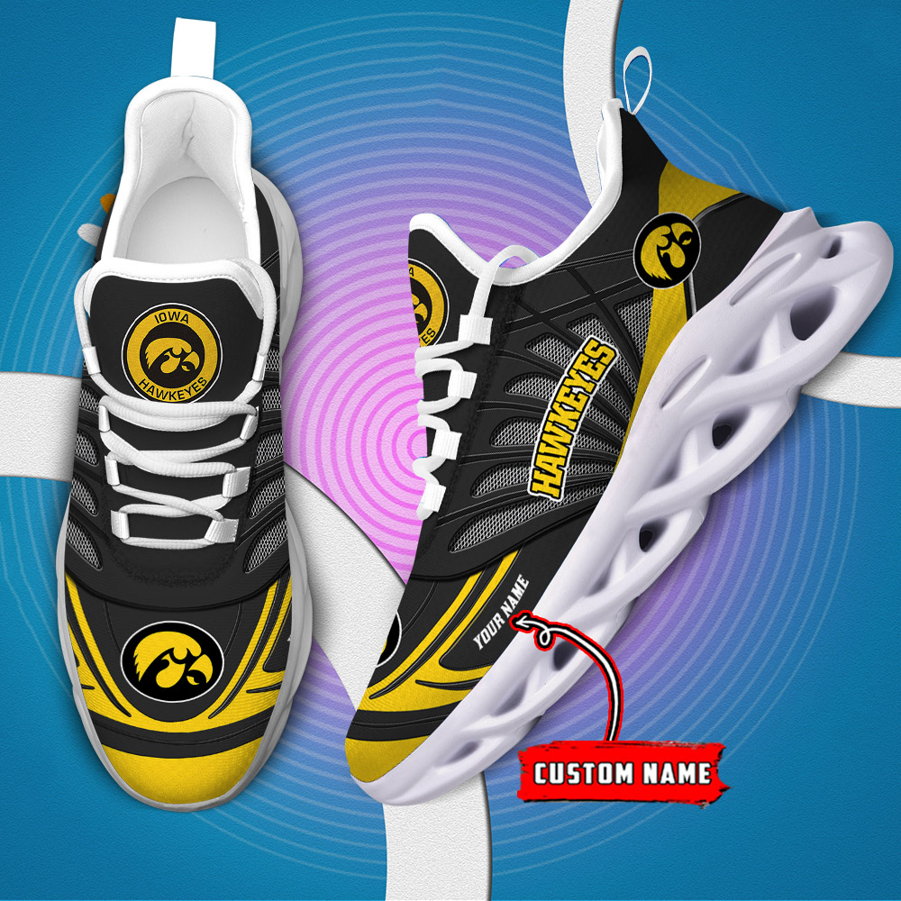 Benutzerdefinierter Name 24 Iowa Hawkeyes personalisierte Max-Schuhe DS001