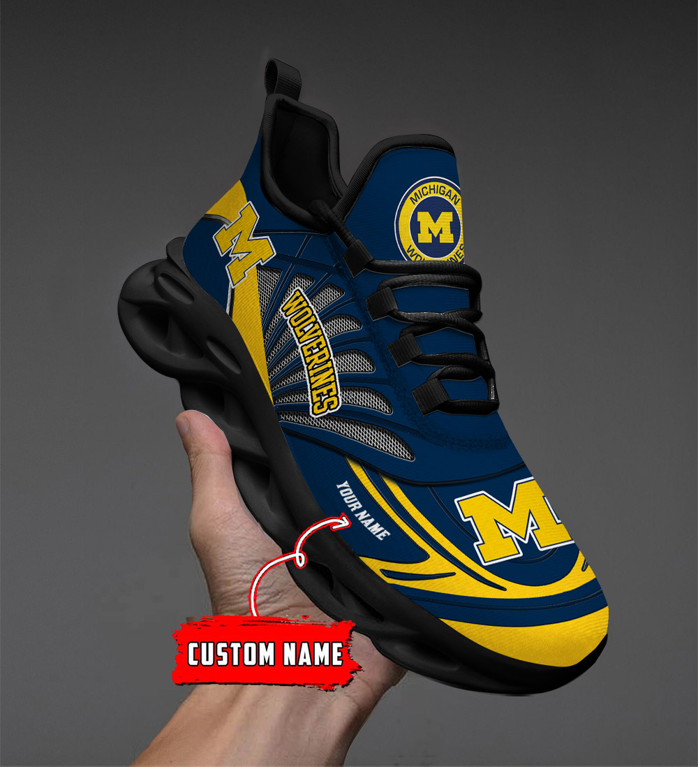 Benutzerdefinierter Name 29 Michigan Wolverines personalisierte Max-Schuhe DS001