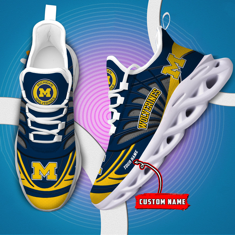 Benutzerdefinierter Name 29 Michigan Wolverines personalisierte Max-Schuhe DS001