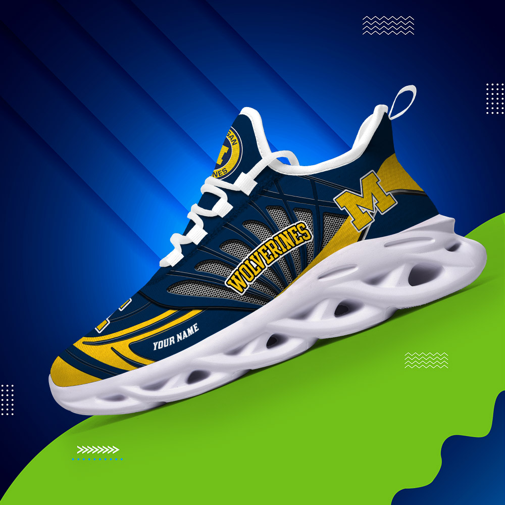 Benutzerdefinierter Name 29 Michigan Wolverines personalisierte Max-Schuhe DS001