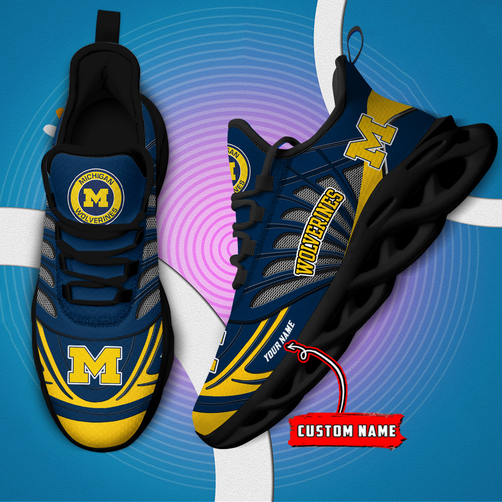 Benutzerdefinierter Name 29 Michigan Wolverines personalisierte Max-Schuhe DS001