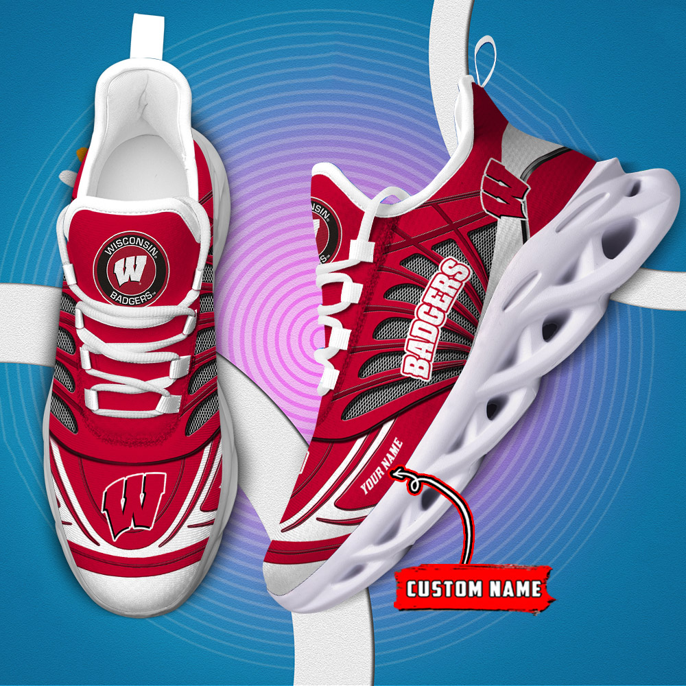 Benutzerdefinierter Name 37 Wisconsin Badgers Personalisierte Max-Schuhe DS001