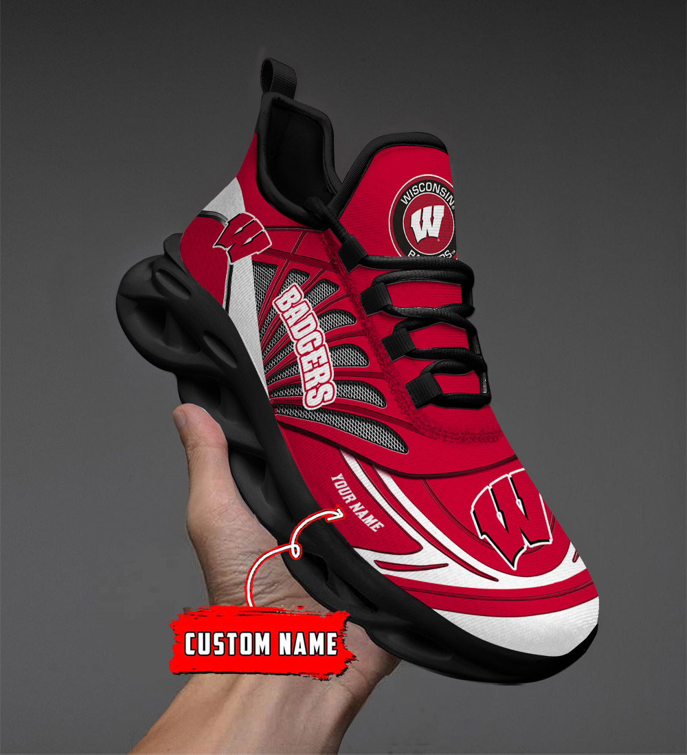 Benutzerdefinierter Name 37 Wisconsin Badgers Personalisierte Max-Schuhe DS001