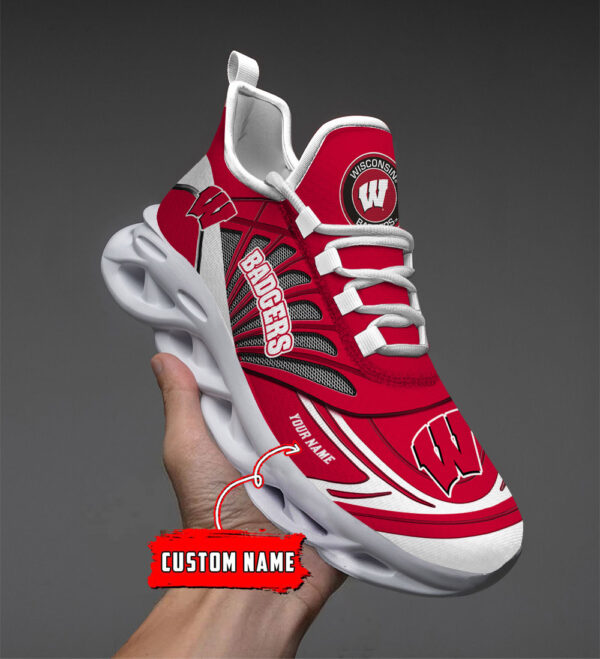 Benutzerdefinierter Name 37 Wisconsin Badgers Personalisierte Max-Schuhe DS001