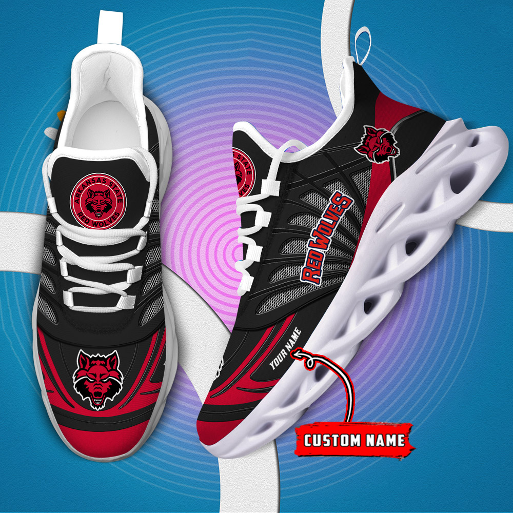Benutzerdefinierter Name 41 Arkansas State Red Wolves Personalisierte Max-Schuhe DS001
