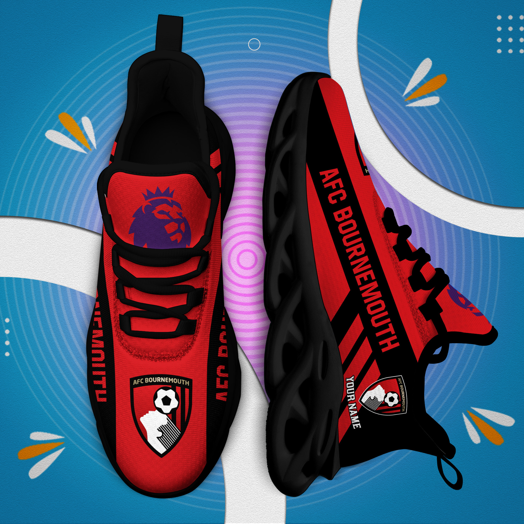 Benutzerdefinierter Name AFC Bournemouth Personalisierte Max Schuhe DS006 EPL