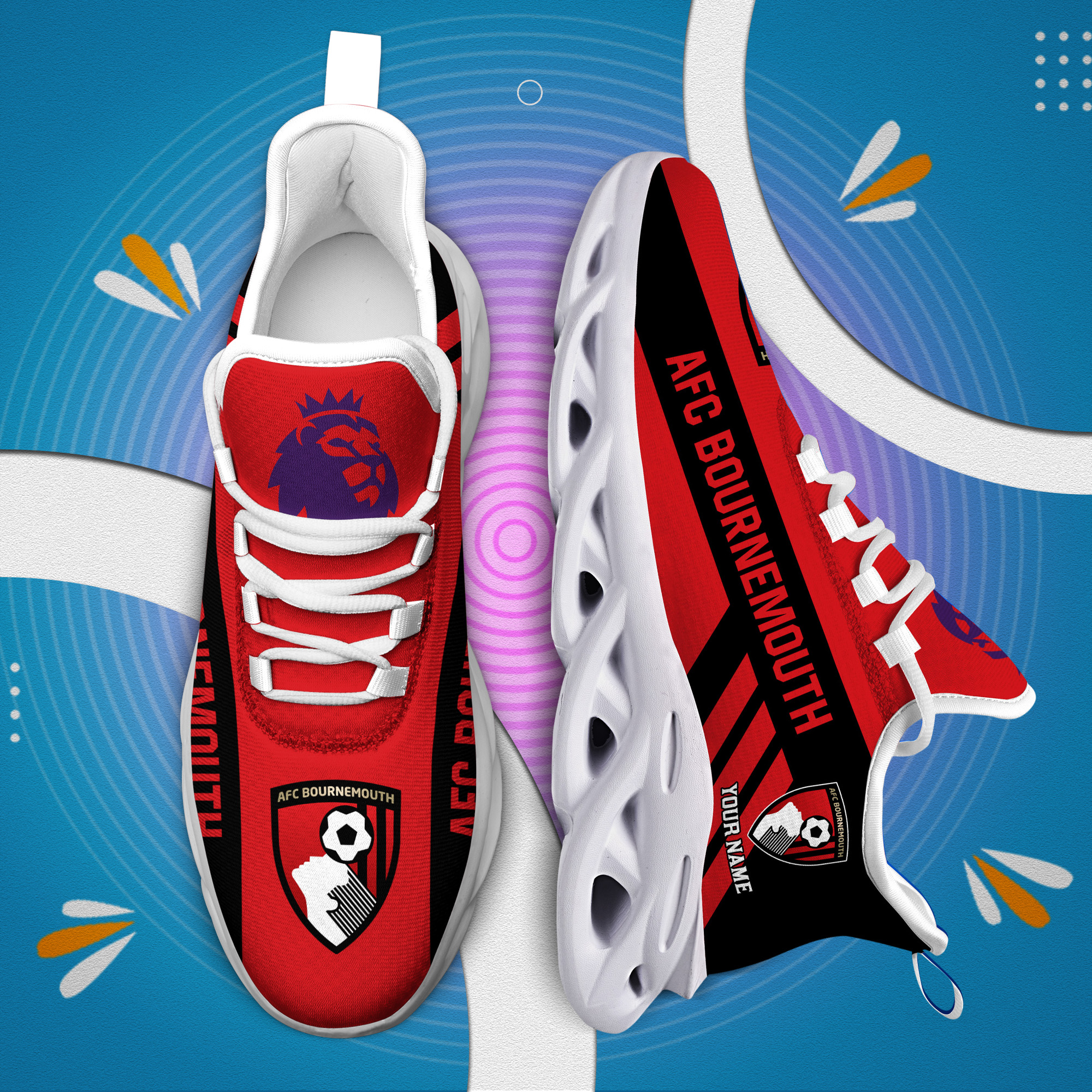 Benutzerdefinierter Name AFC Bournemouth Personalisierte Max Schuhe DS006 EPL