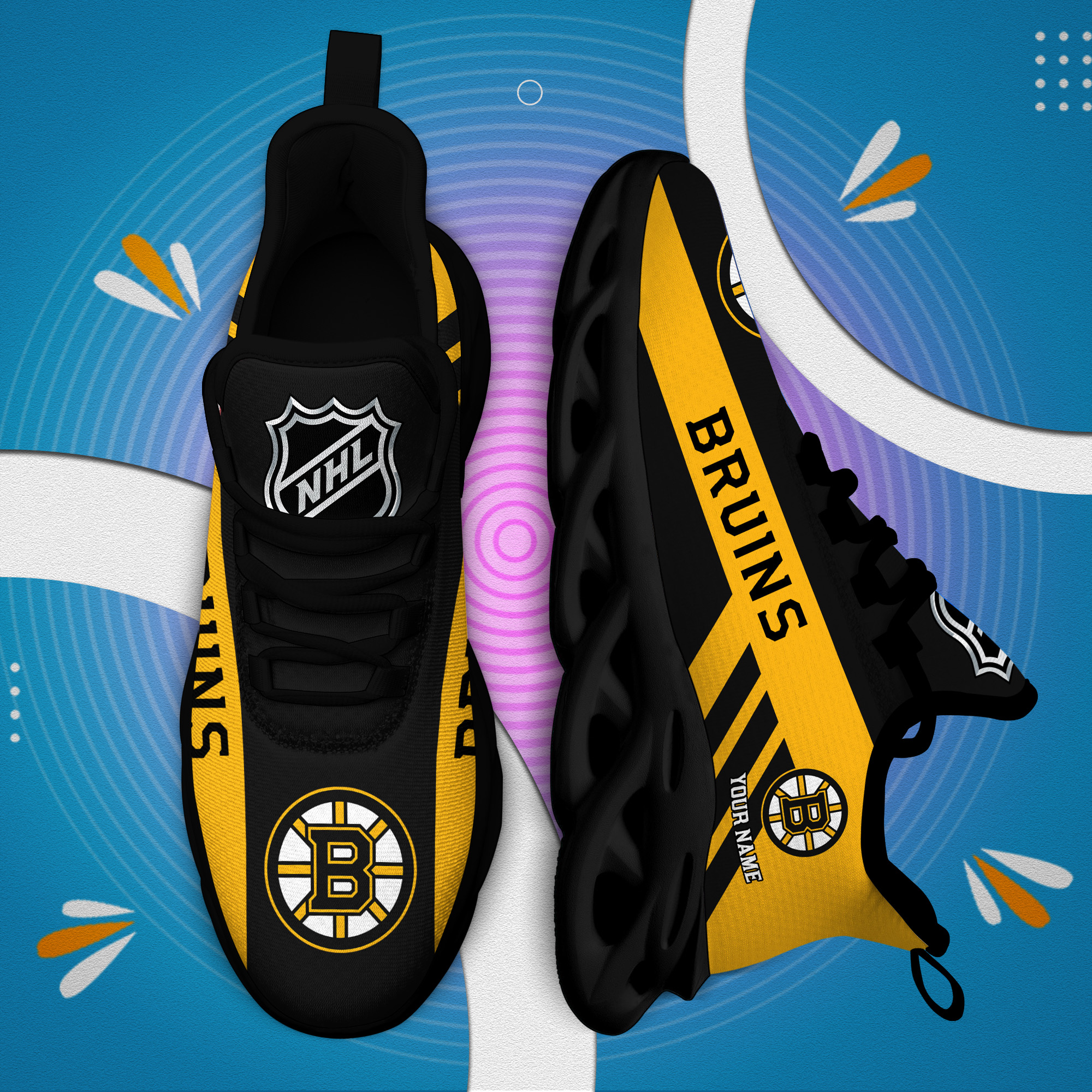 Benutzerdefinierter Name Boston Bruins personalisierte Max-Schuhe DS004