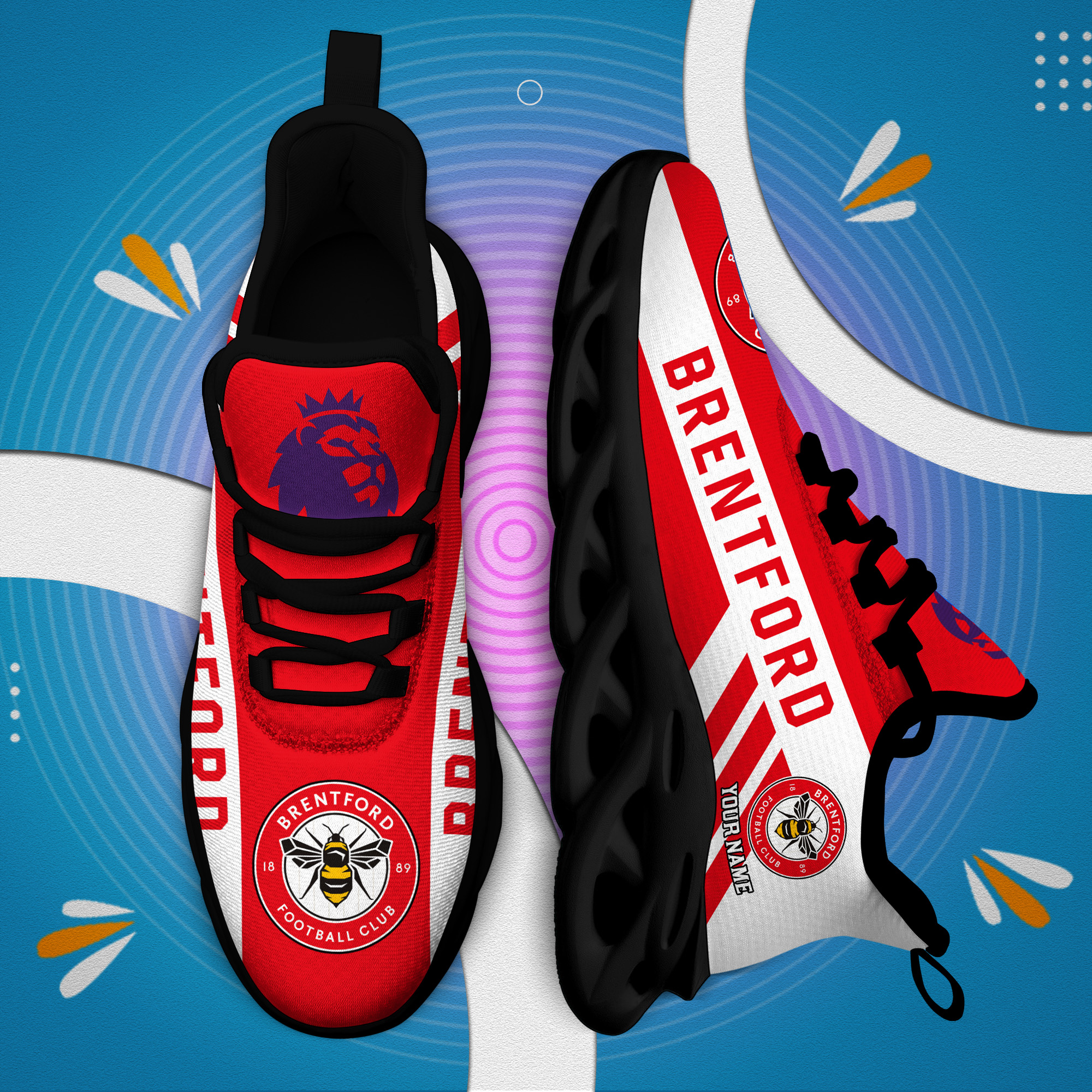 Benutzerdefinierter Name Brentford Personalisiert Max Shoes DS006 EPL