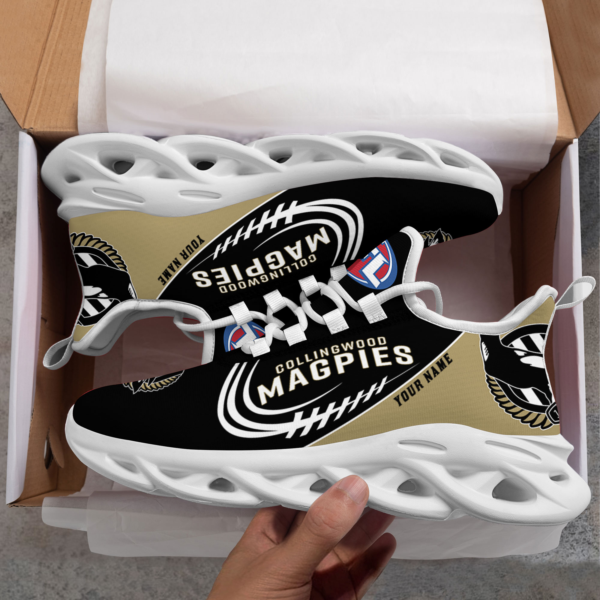 Benutzerdefinierter Name Collingwood Magpies Personalisierte Max-Schuhe DS006