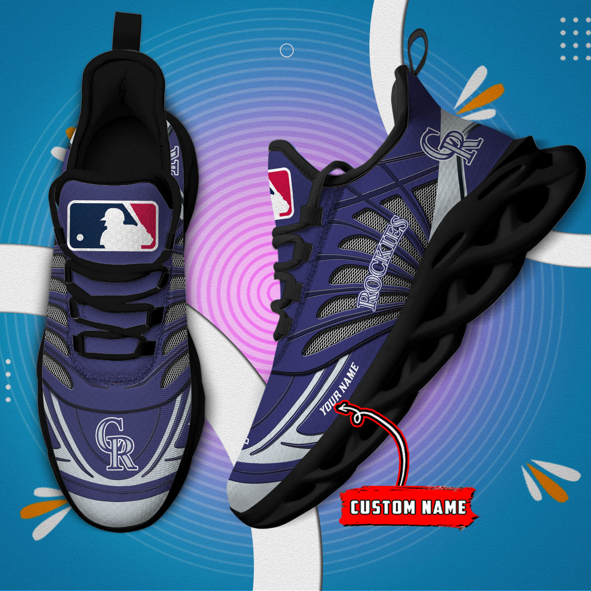 Benutzerdefinierter Name Colorado Rockies personalisierte Max Shoes DS005