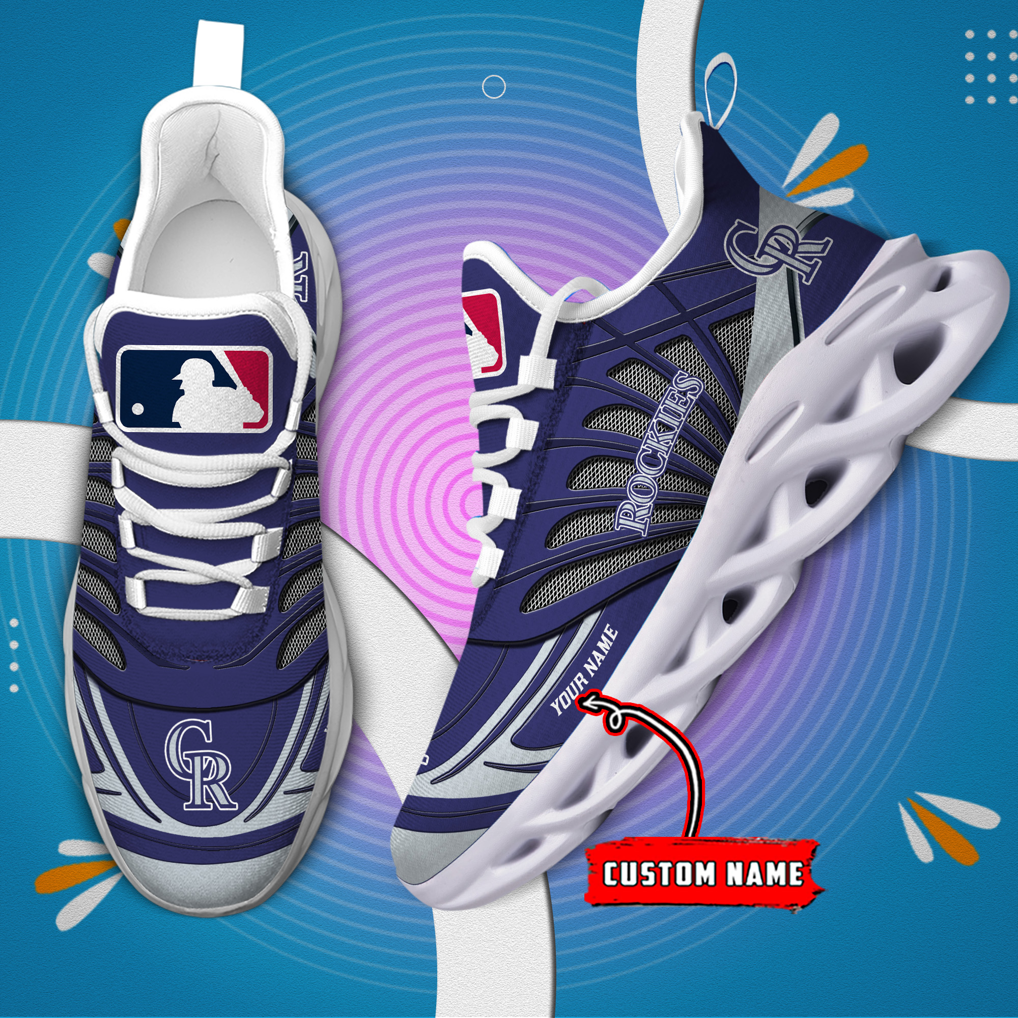 Benutzerdefinierter Name Colorado Rockies personalisierte Max Shoes DS005